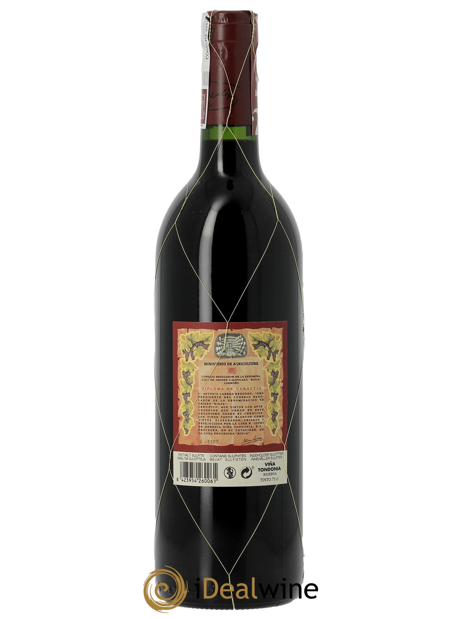 Rioja DOCA Reserva Vina Tondonia R. Lopez de Heredia   2012 - Posten von 1 Flasche - 2