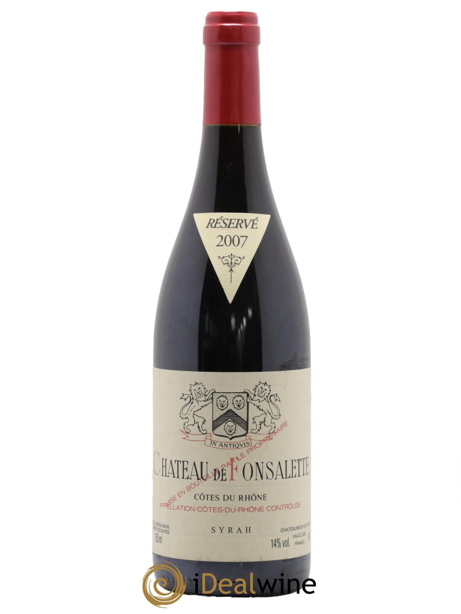 Côtes du Rhône Cuvée Syrah Château de Fonsalette 2007 - Lotto di 1 bottiglia - 0