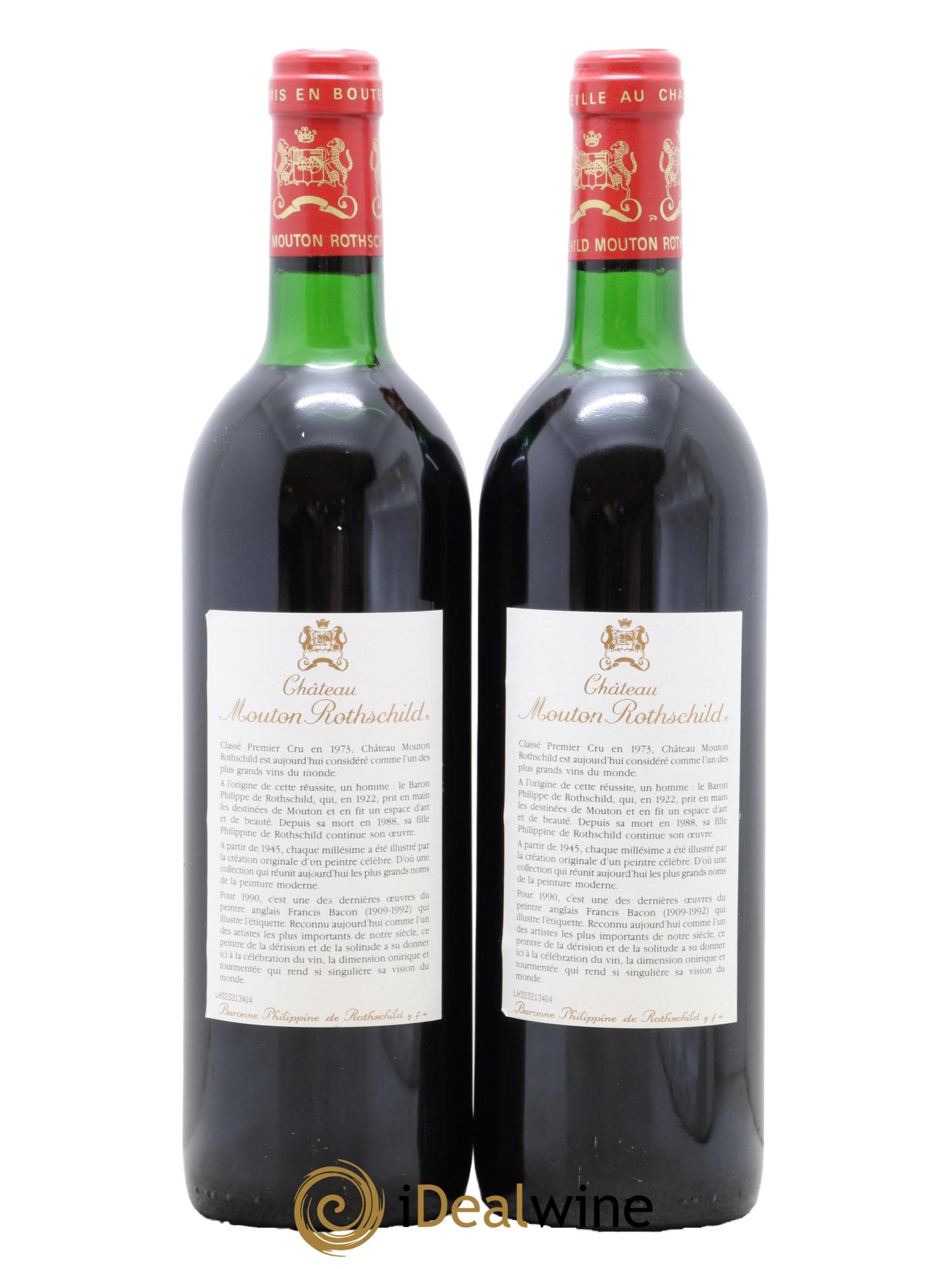 Château Mouton Rothschild 1er Grand Cru Classé  1990 - Lotto di 2 bottiglie - 1