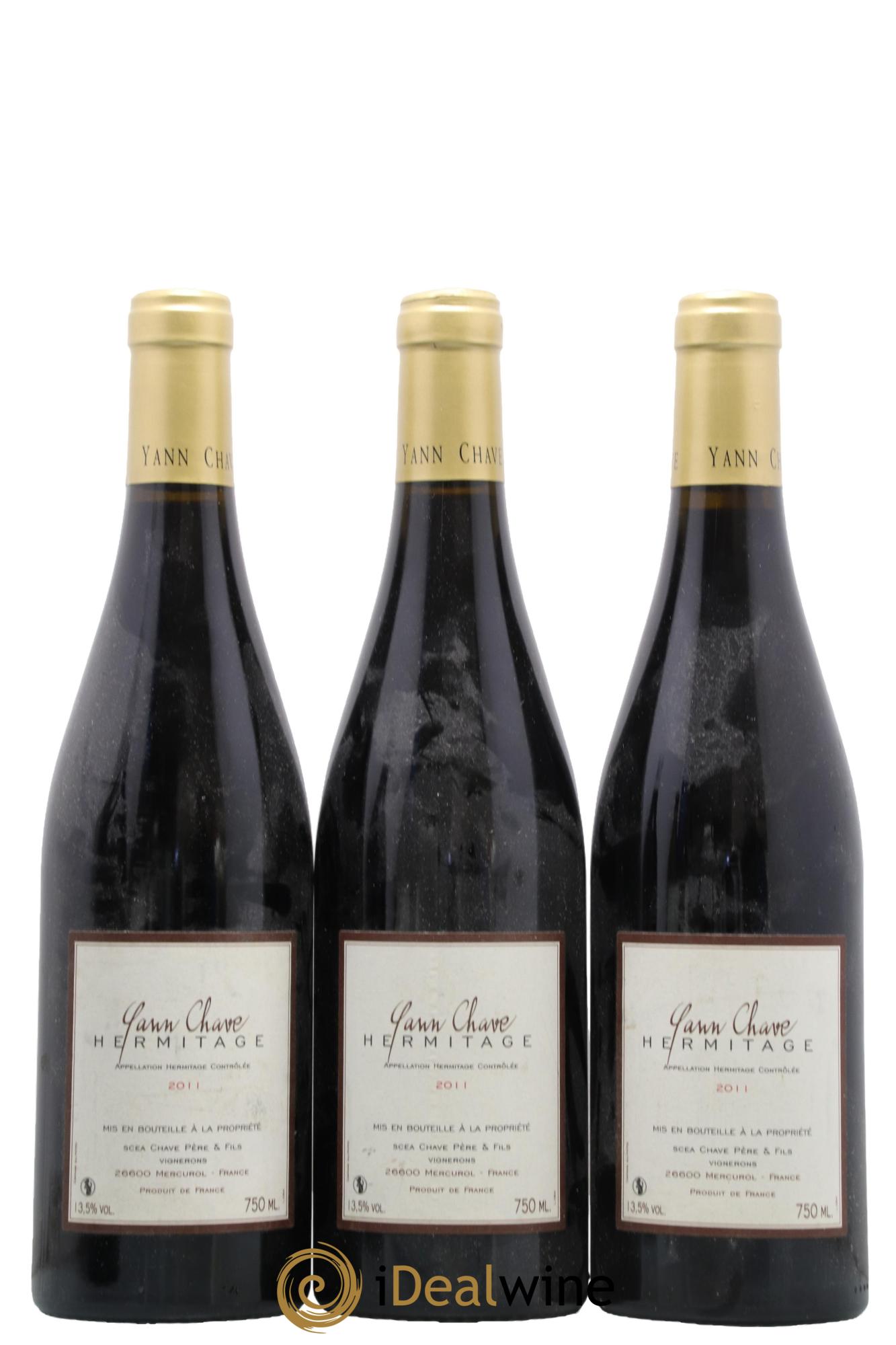 Hermitage Yann Chave 2011 - Lot of 3 bottles - 0