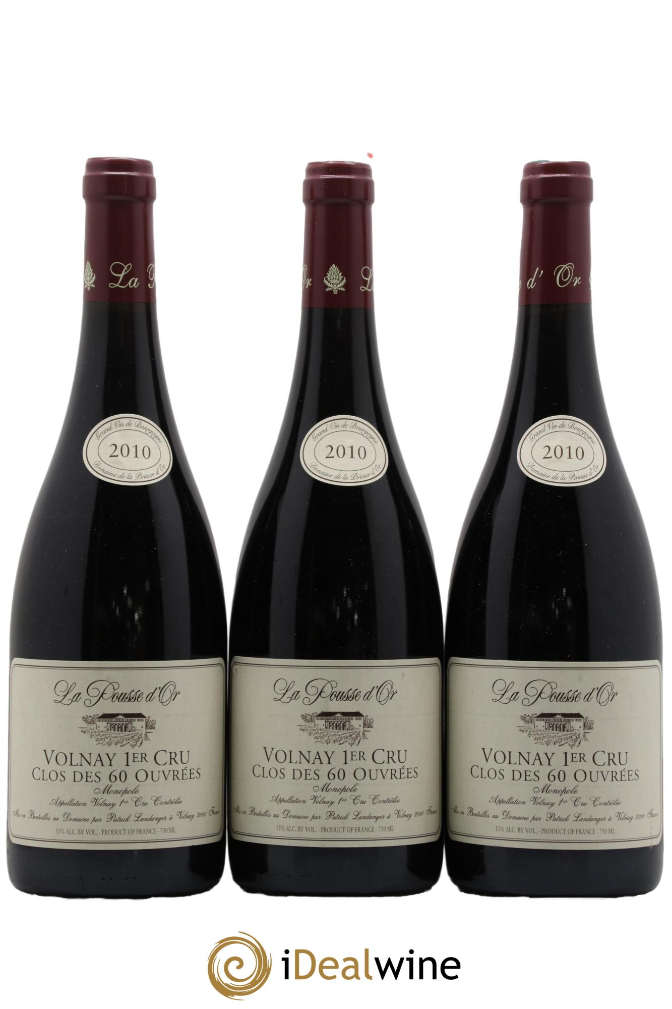 Volnay 1er Cru Clos des 60 ouvrées La Pousse d'Or (Domaine de)  2010 - Lot of 3 bottles - 0