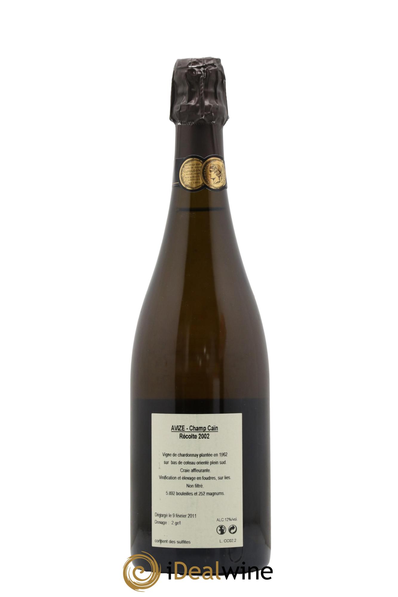 Avize Champ Caïn Extra Brut Jacquesson 2002 - Lot de 1 bouteille - 1