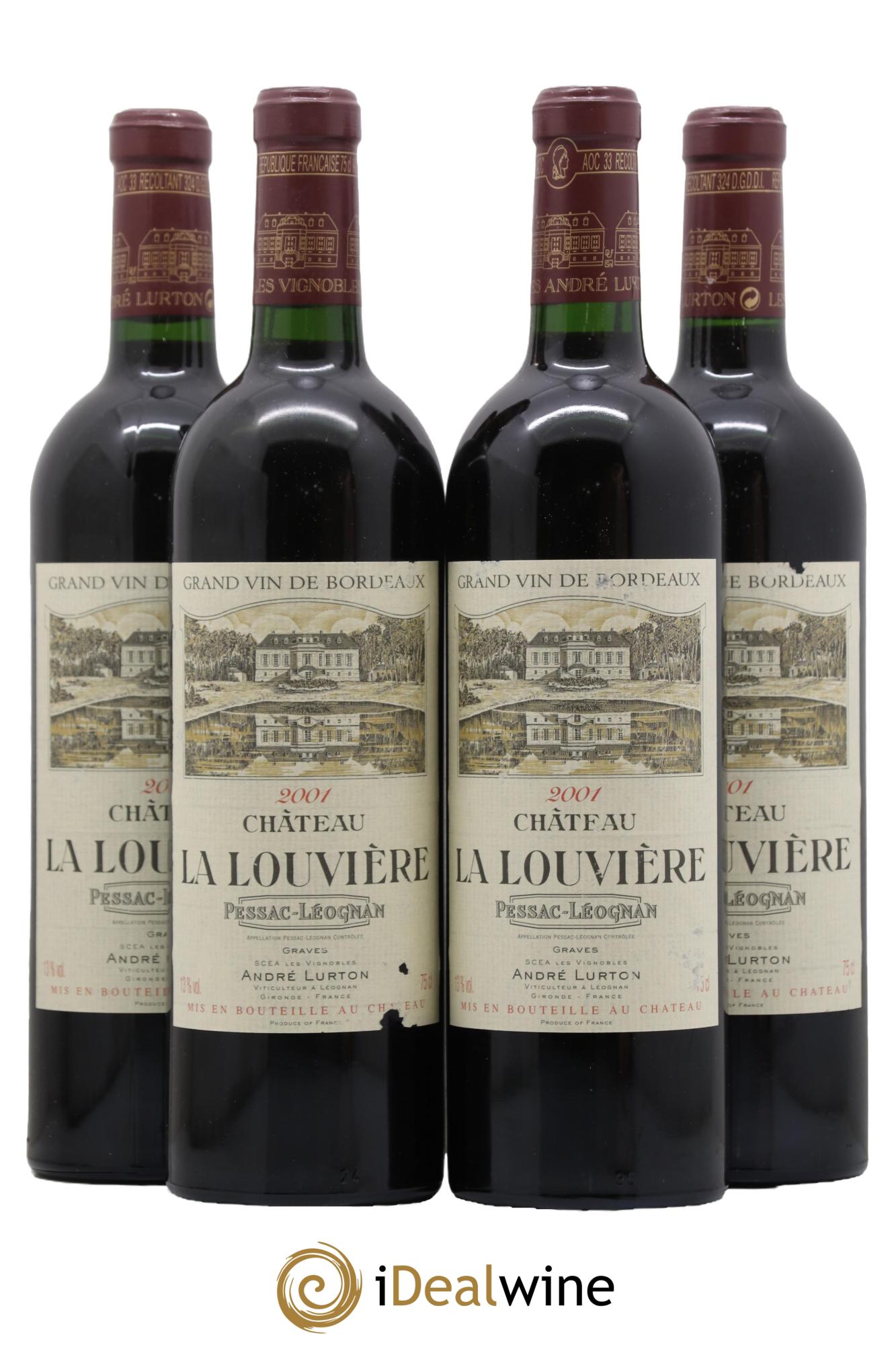 Château la Louvière 2001 - Lotto di 4 bottiglie - 0