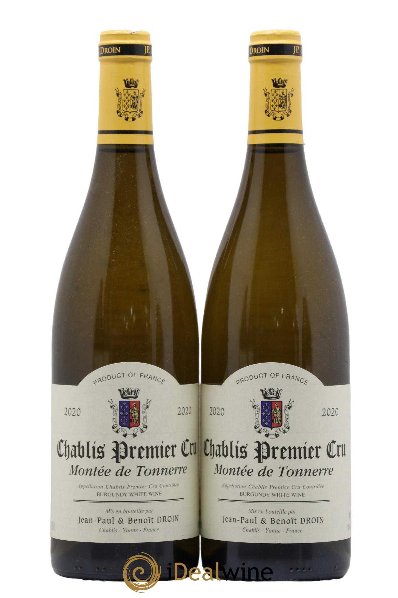 Chablis 1er Cru Montée de Tonnerre Jean-Paul & Benoît Droin (Domaine) 2020 - Lot of 2 bottles - 0