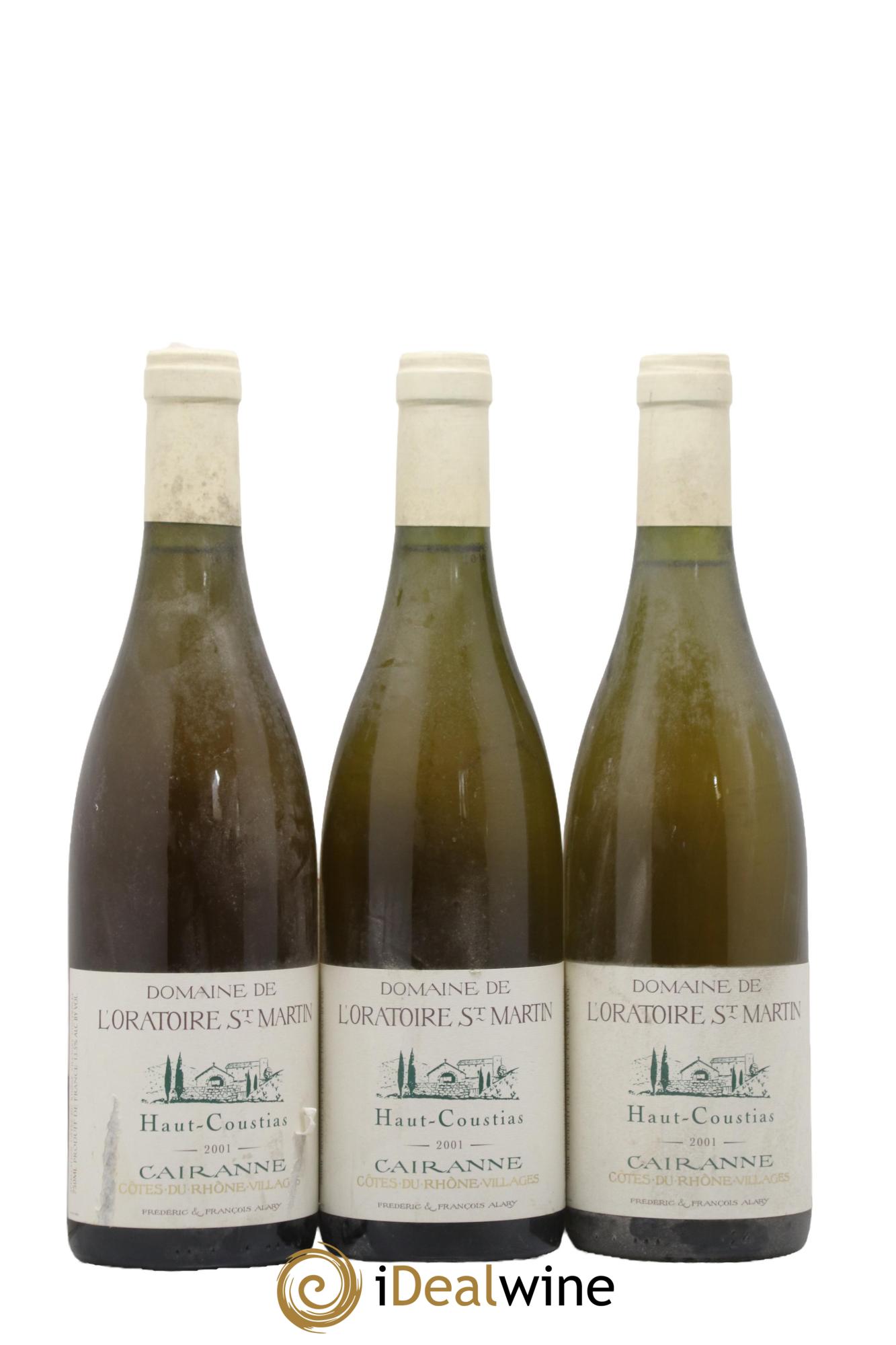 Cairanne Haut-Coustias Oratoire Saint-Martin - Frédéric et François Alary 2001 - Lot de 3 bouteilles - 0