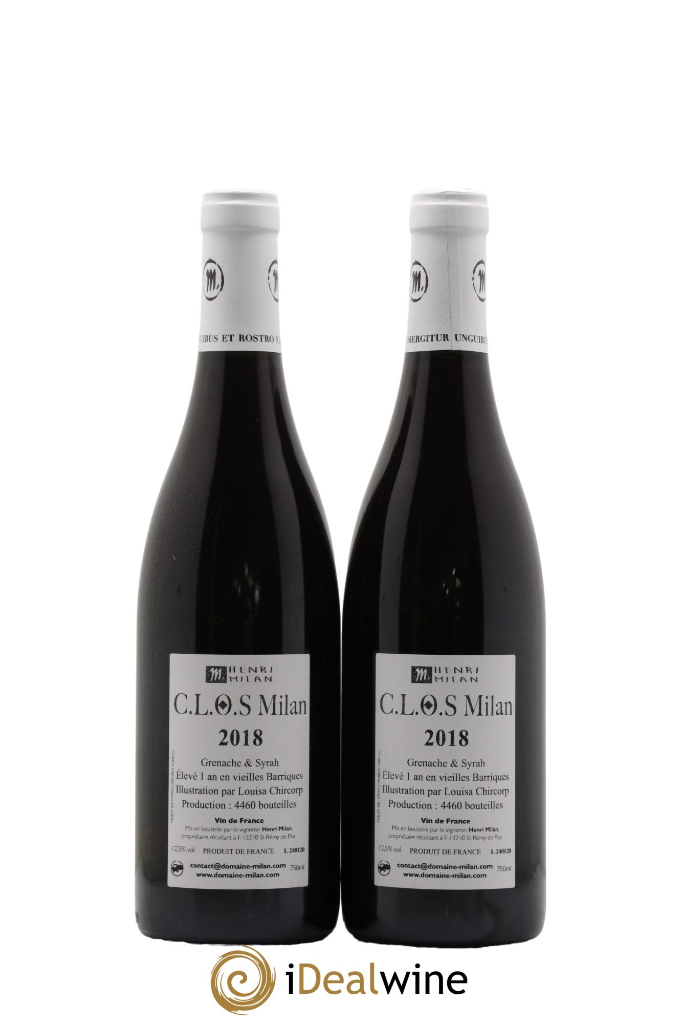 Vin de France Clos Milan Henri Milan 2018 - Lot de 2 bouteilles - 1