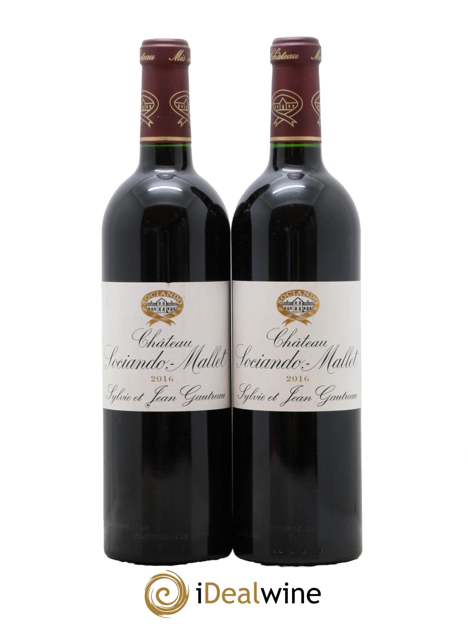 Château Sociando Mallet 2016 - Lotto di 2 bottiglie - 0