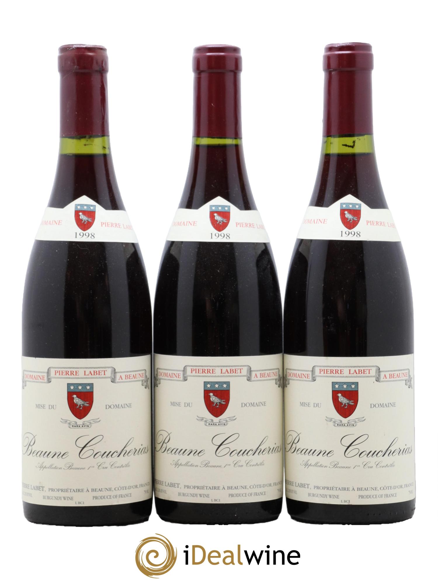 Beaune 1er Cru Coucherias François Labet 1998 - Lot de 3 bouteilles - 0