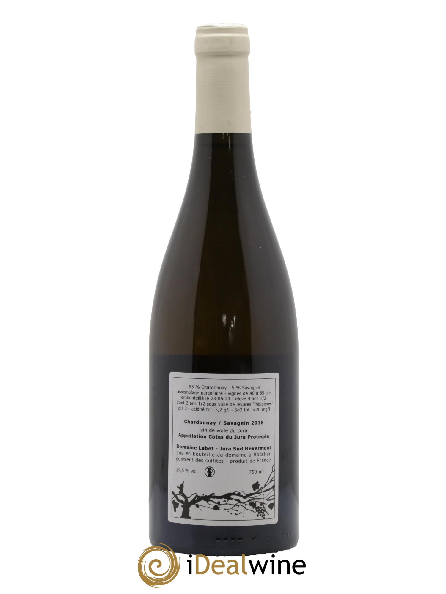 Côtes du Jura Vin de Voile Chardonnay-Savagnin cuvée de garde Romain - Julien  - Charline Labet 2018 - Lot de 1 bouteille - 1