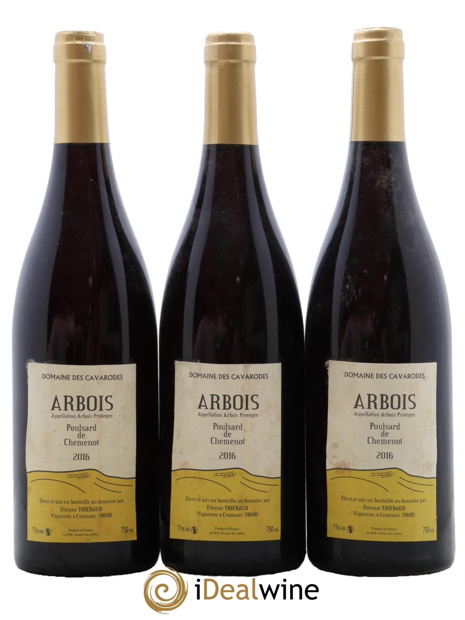 Arbois Poulsard de Chemenot Cavarodes (Domaine des) - Etienne Thiébaud 2016 - Posten von 3 Flaschen - 0