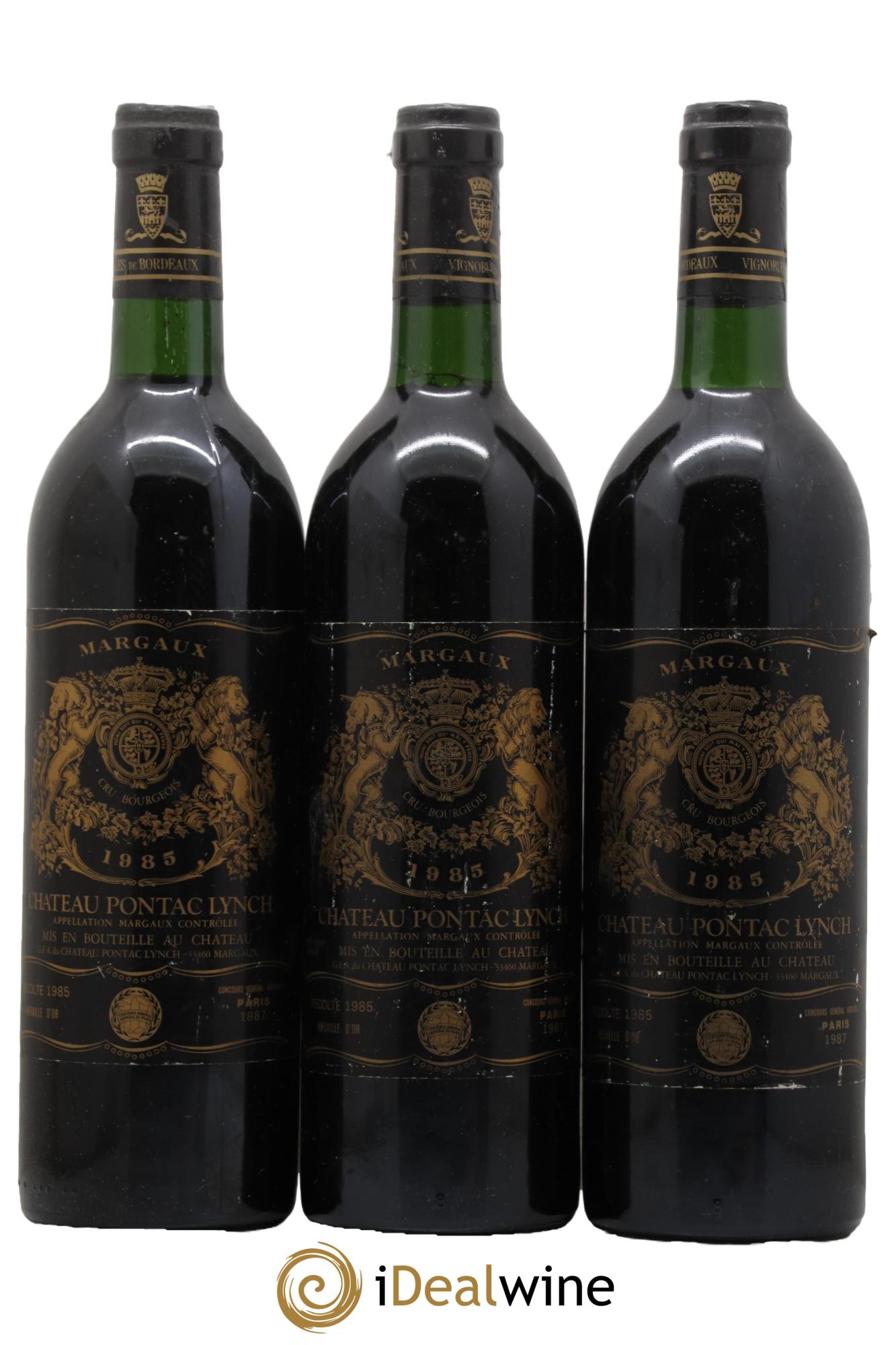 Château Pontac Lynch Cru Bourgeois 1985 - Lot de 3 bouteilles - 0