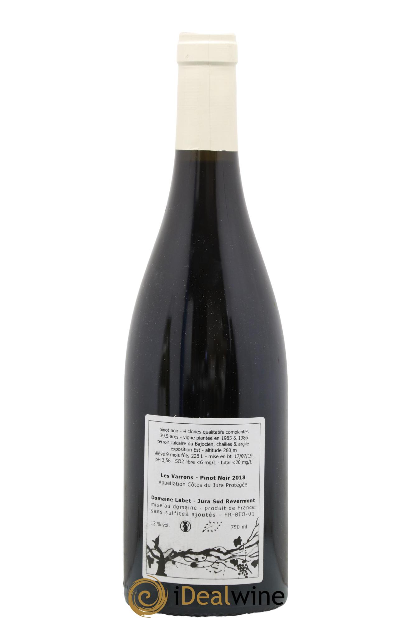 Côtes du Jura Pinot Noir Les Varrons Sélection Clonale Domaine Labet 2018 - Lot de 1 bouteille - 1