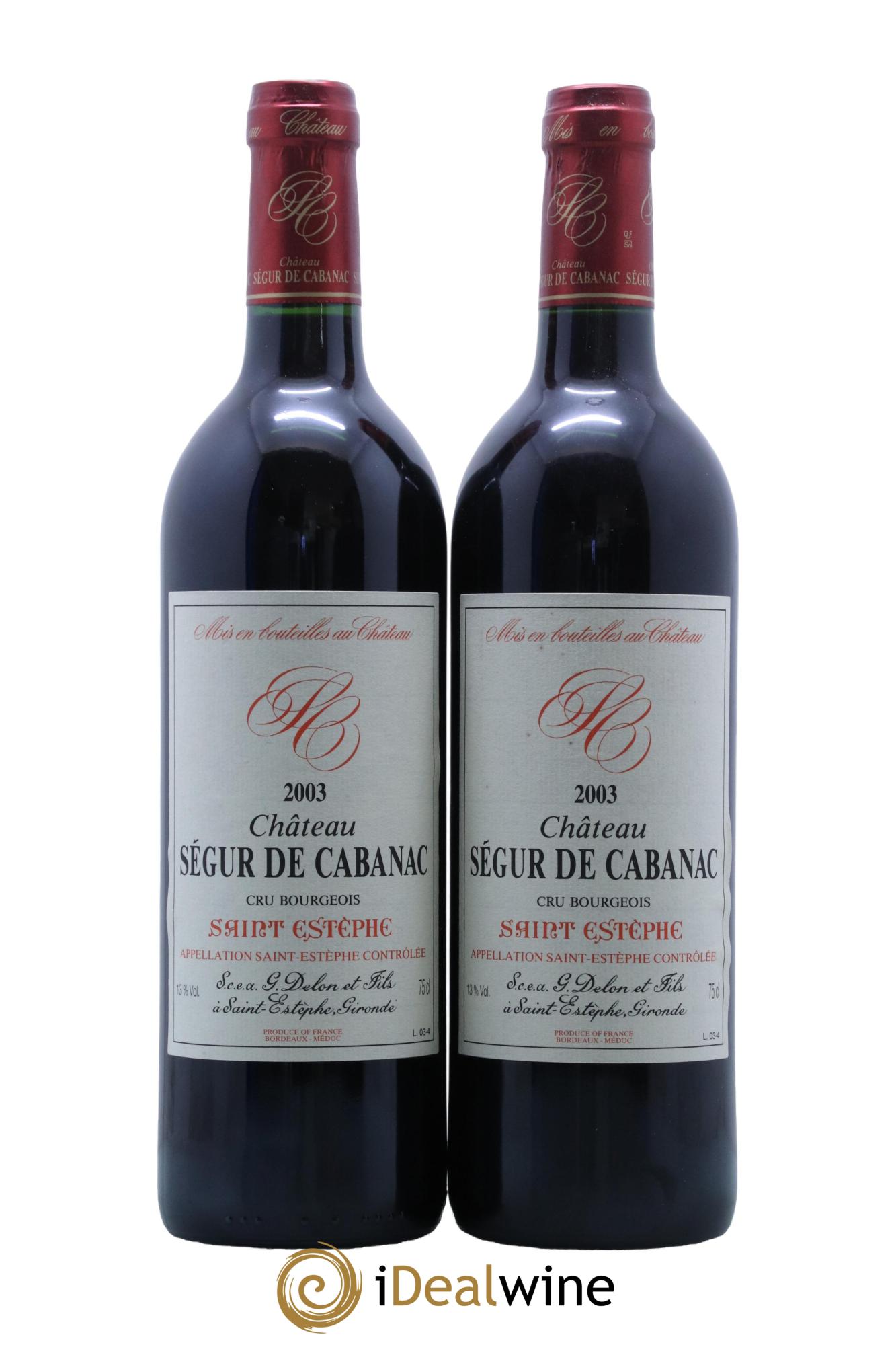 Château Ségur de Cabanac Cru Bourgeois  2003 - Lot de 2 bouteilles - 0