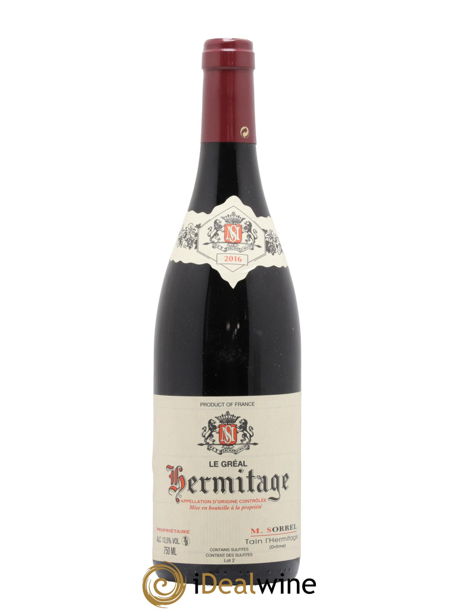 Hermitage Le Gréal Marc Sorrel  2016 - Lot de 1 bouteille - 0