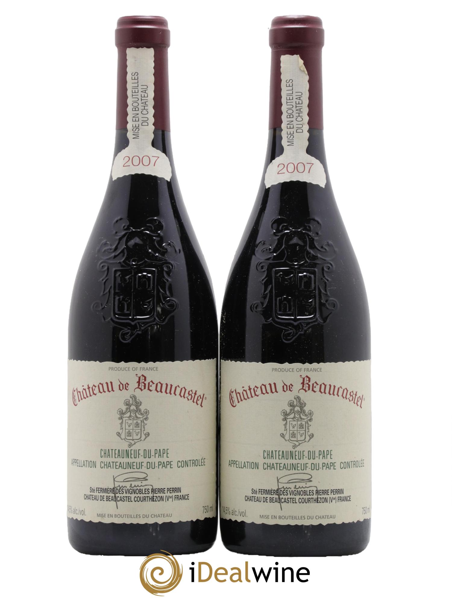 Châteauneuf-du-Pape Château de Beaucastel Famille Perrin 2007 - Posten von 2 Flaschen - 0