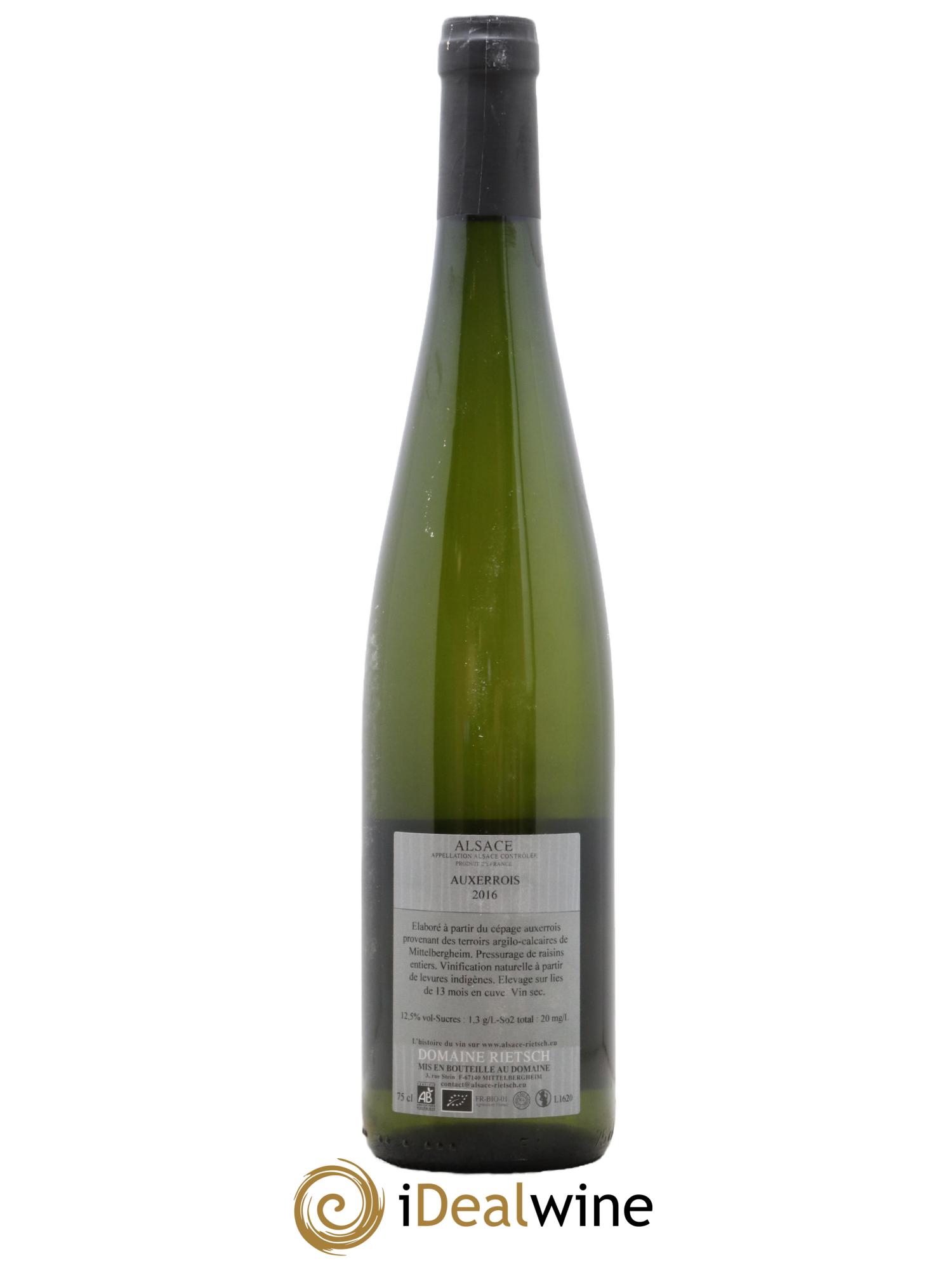 Alsace Entre Chien et Loup Rietsch Pinot Auxerrois 2016 - Lot de 1 bouteille - 1