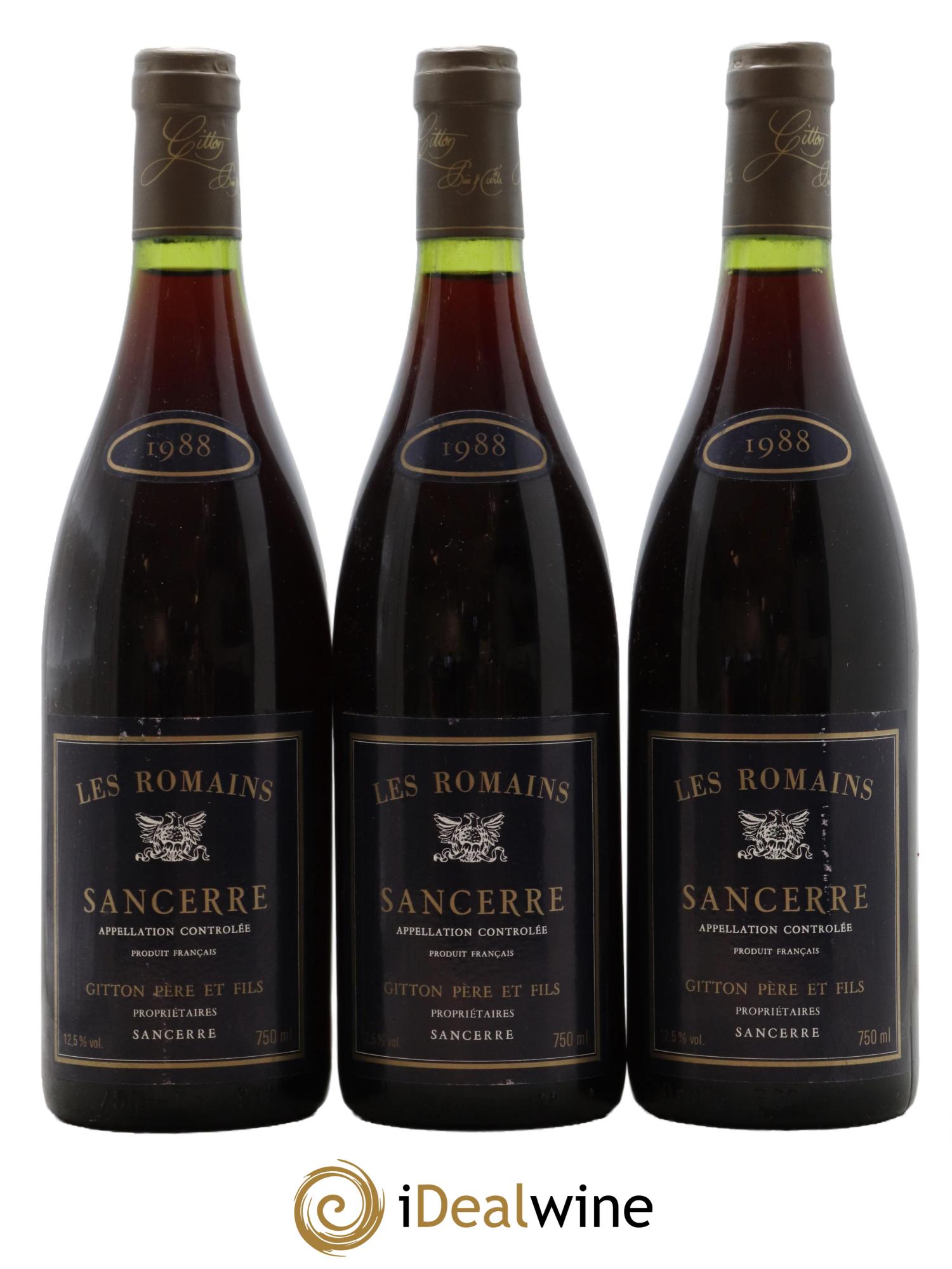 Sancerre Les Romains Gitton Père et Fils 1988 - Lotto di 3 bottiglie - 0