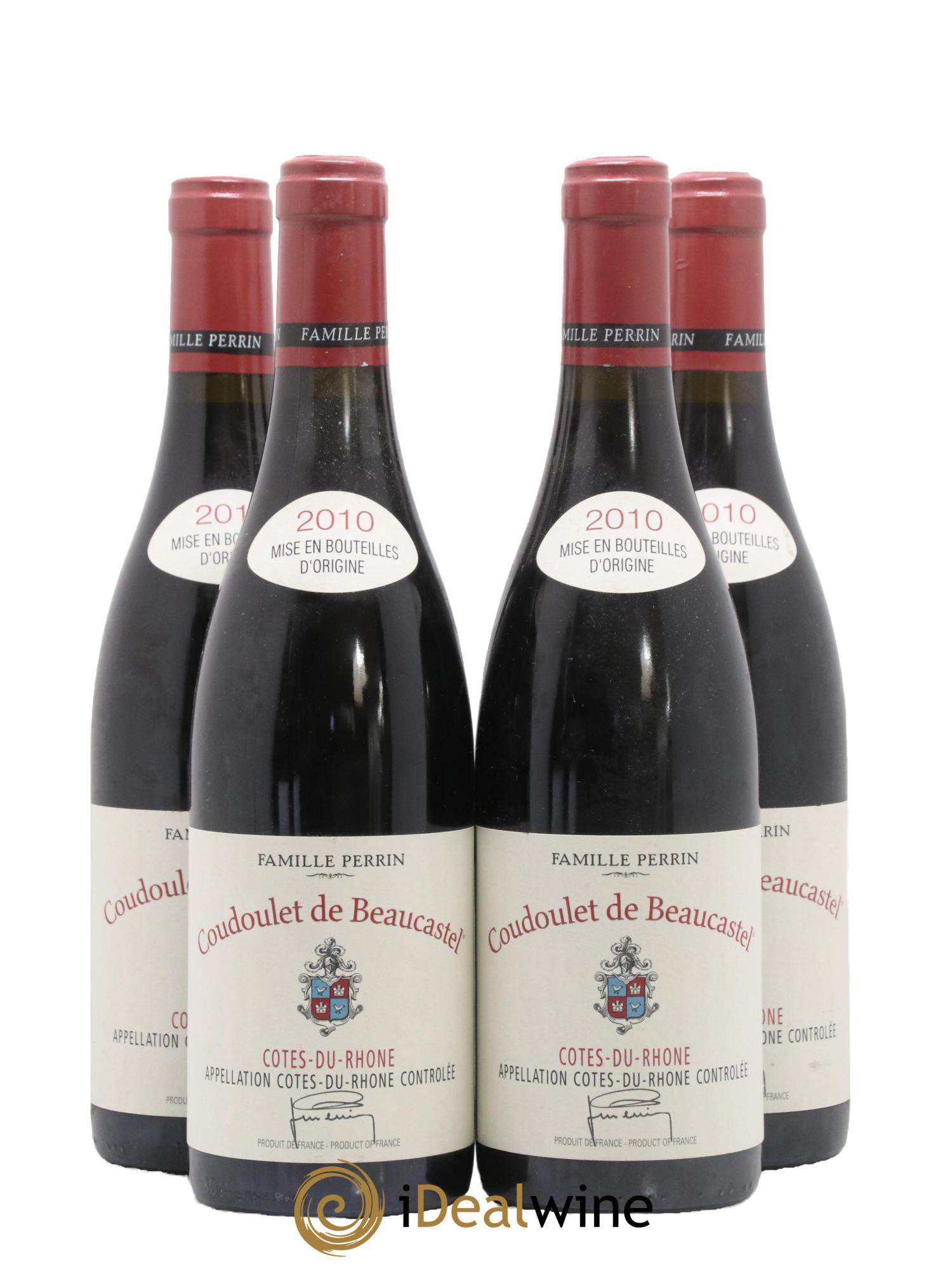 Côtes du Rhône Coudoulet de Beaucastel Famille Perrin 2010 - Lot de 4 bouteilles - 0