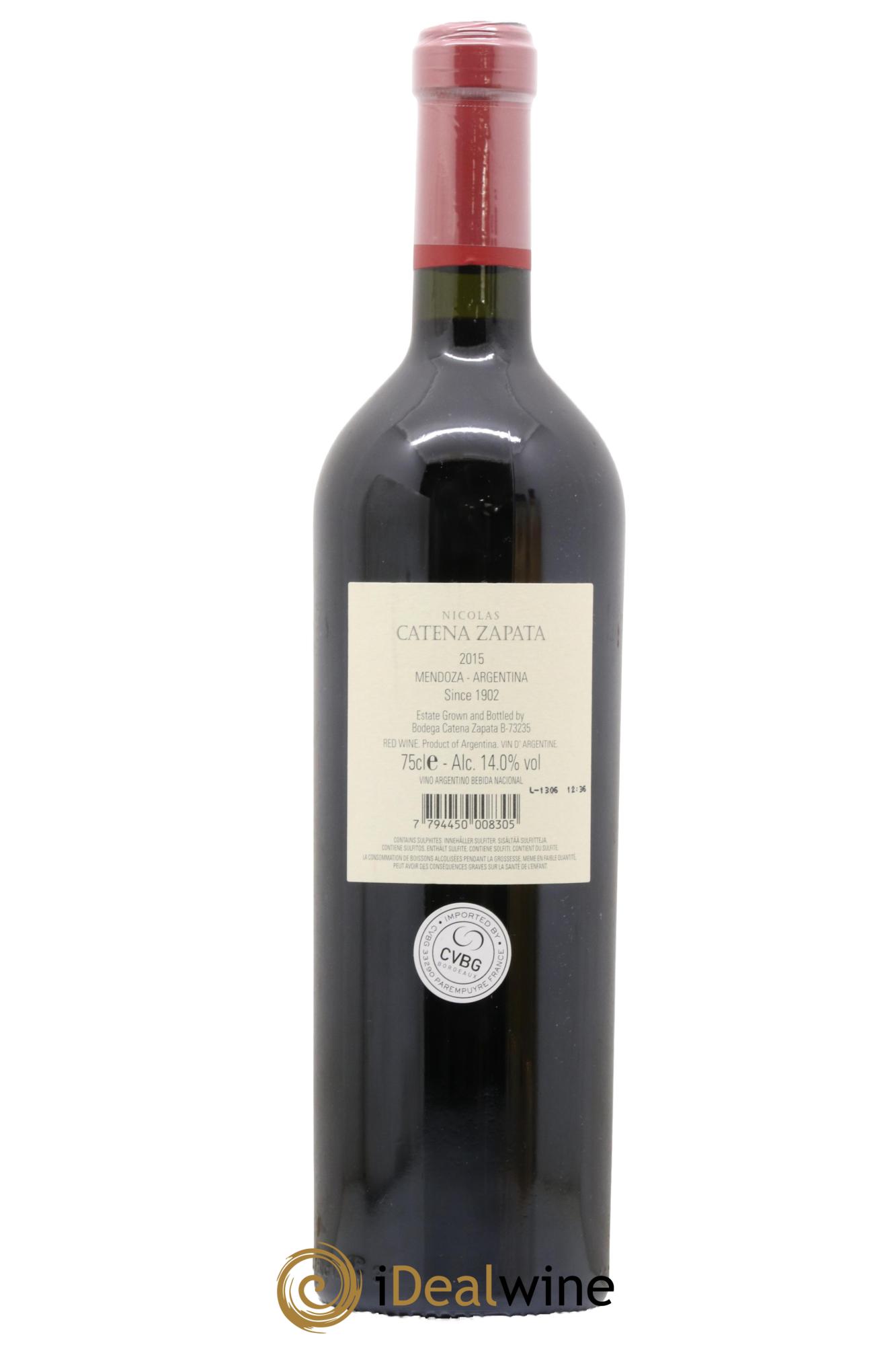 Mendoza Catena Zapata Nicolas 2015 - Lot of 1 bottle - 1