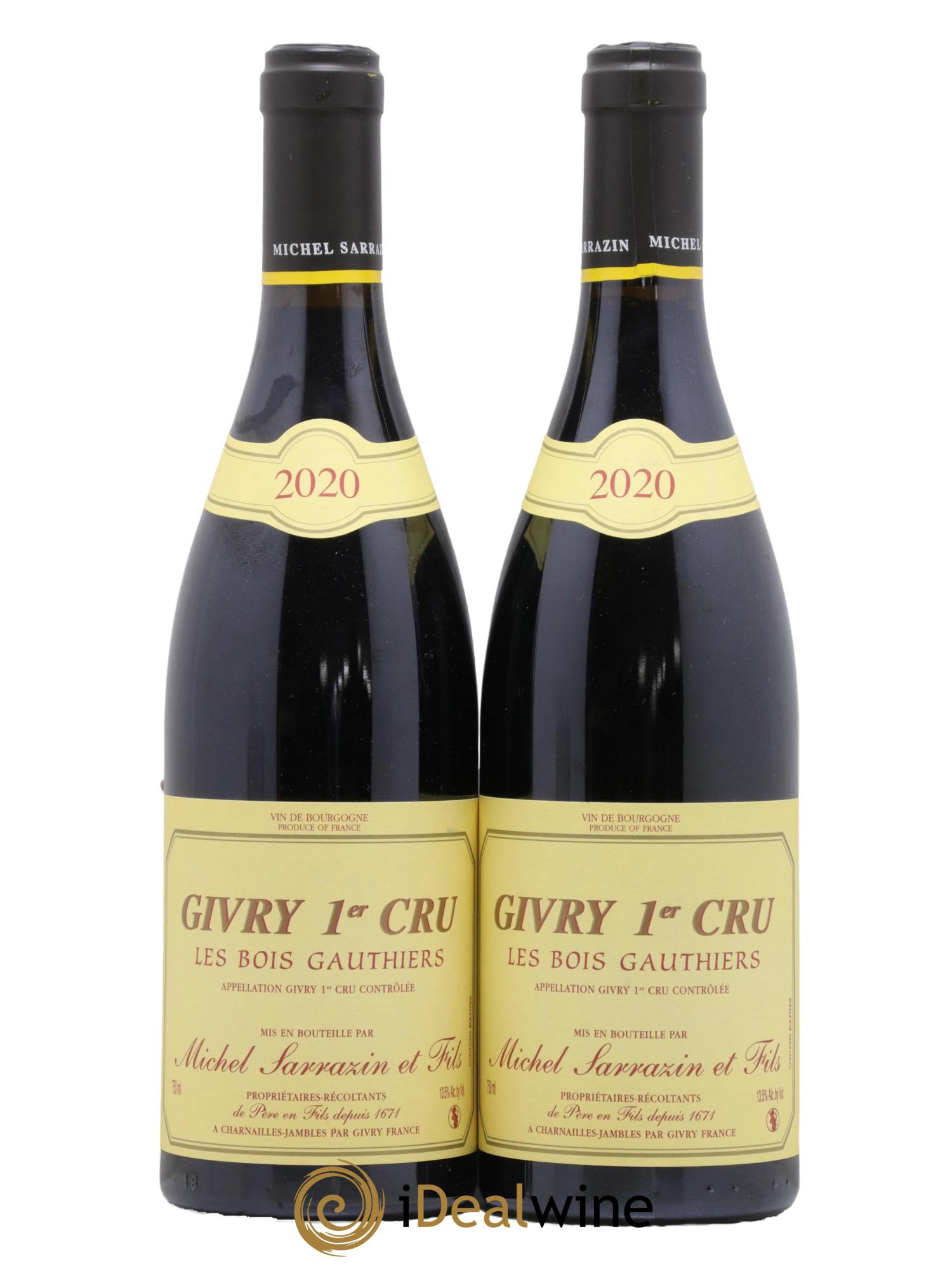 Givry 1er Cru Les Bois Gauthiers Michel Sarrazin 2020 - Lot of 2 bottles - 0