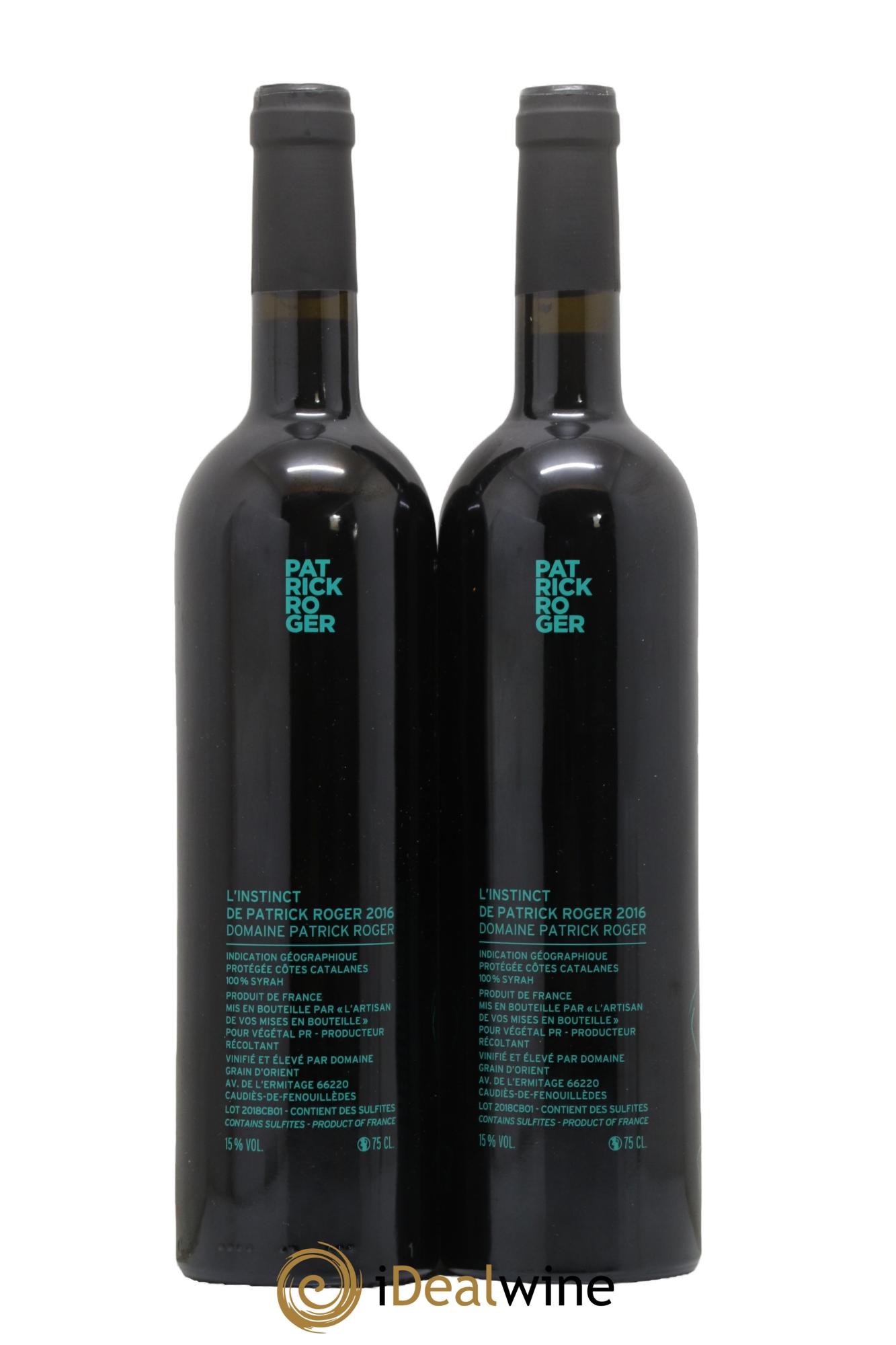 IGP Côtes Catalanes (VDP des Côtes Catalanes) L instinct Patrick Roger 2016 - Lot de 2 bouteilles - 1