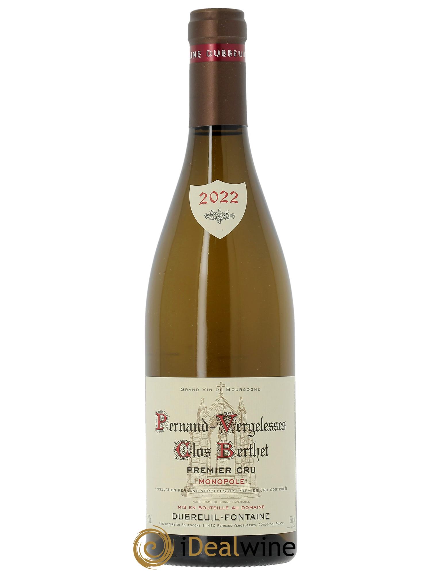 Pernand-Vergelesses 1er Cru Clos Berthet Domaine Dubreuil Fontaine  2022 - Lot de 1 bouteille - 0