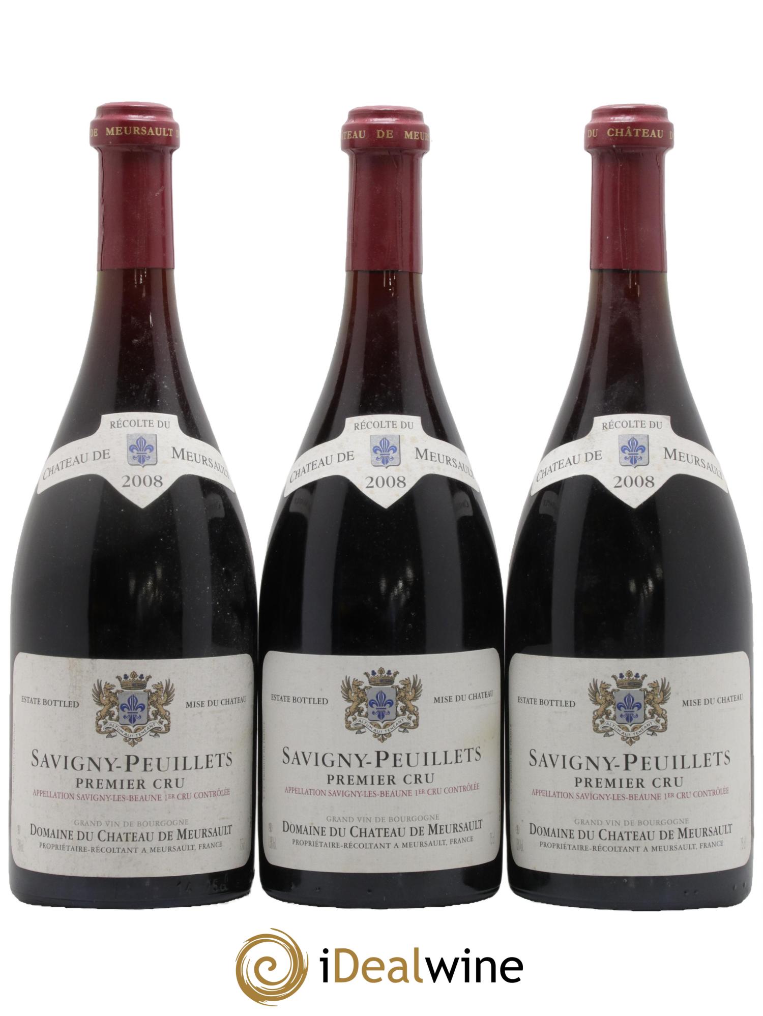 Savigny-lès-Beaune 1er Cru Les Peuillets Chateau de Meursault 2008 - Posten von 3 Flaschen - 0