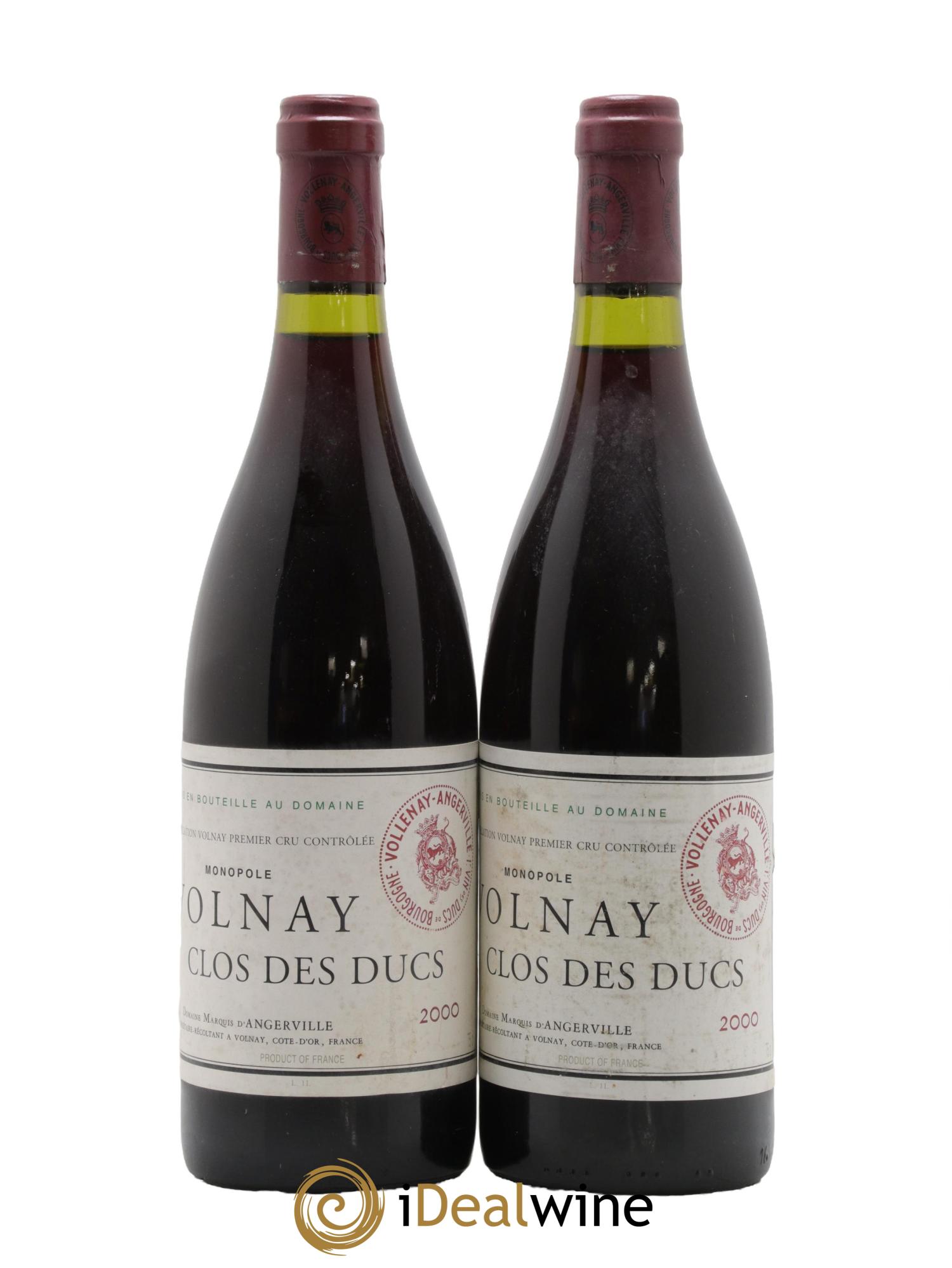 Volnay 1er Cru Clos des Ducs Marquis d'Angerville (Domaine) 2000 - Lotto di 2 bottiglie - 0