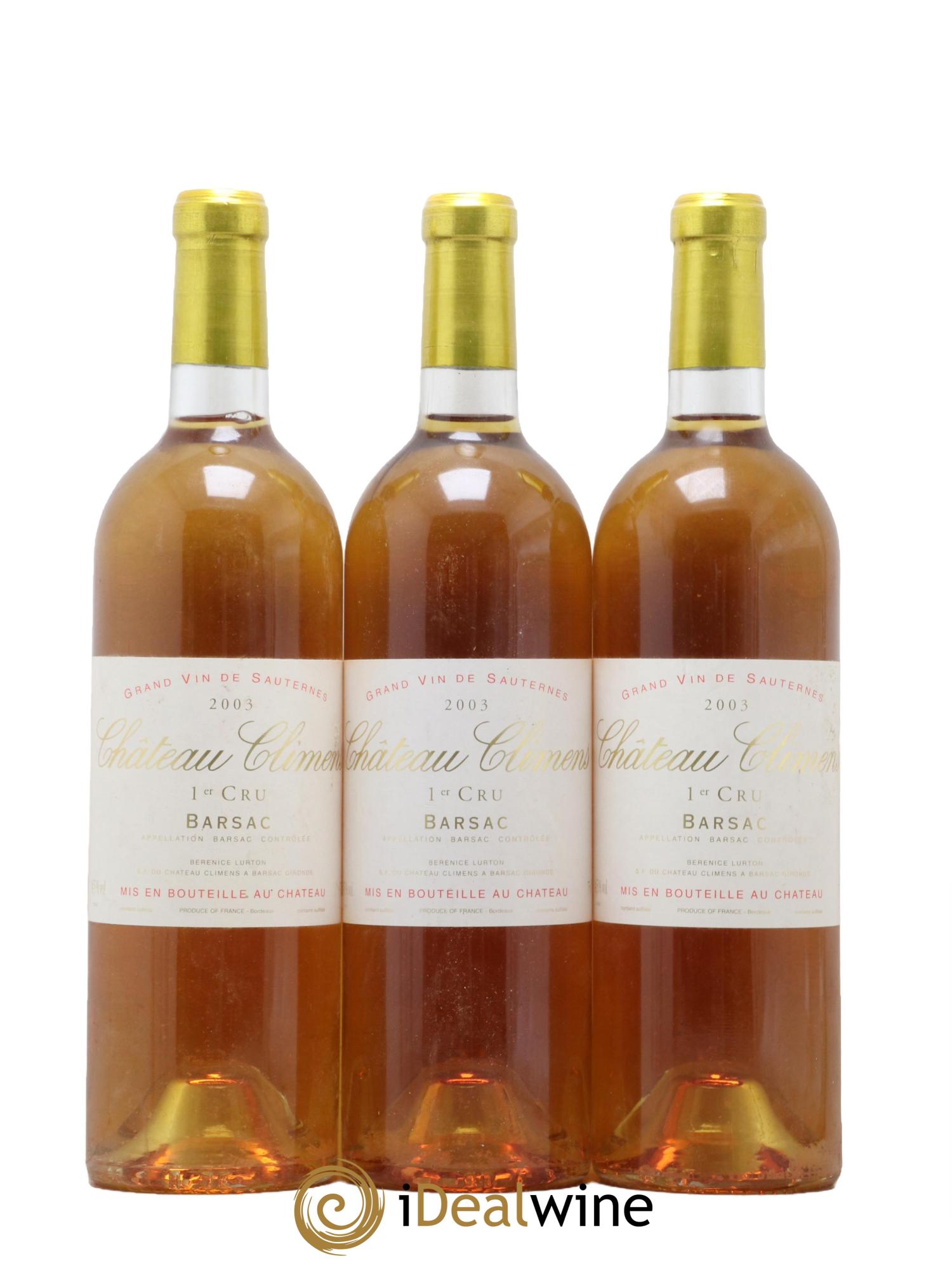 Château Climens 1er Grand Cru Classé 2003 - Posten von 3 Flaschen - 0