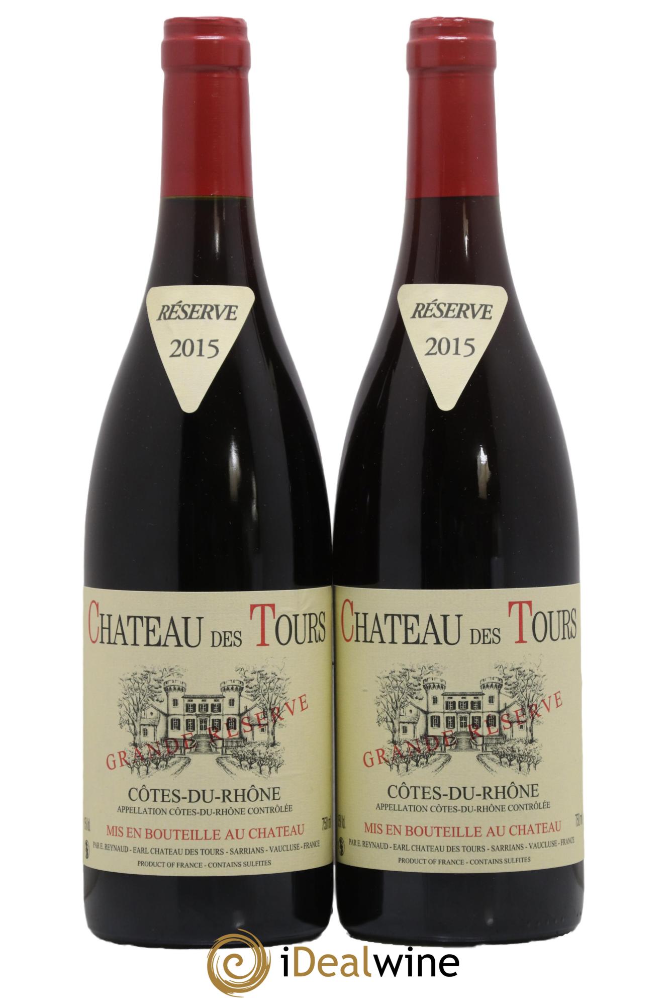 Côtes du Rhône Château des Tours Grande Réserve Emmanuel Reynaud 2015 - Lot de 2 bouteilles - 0