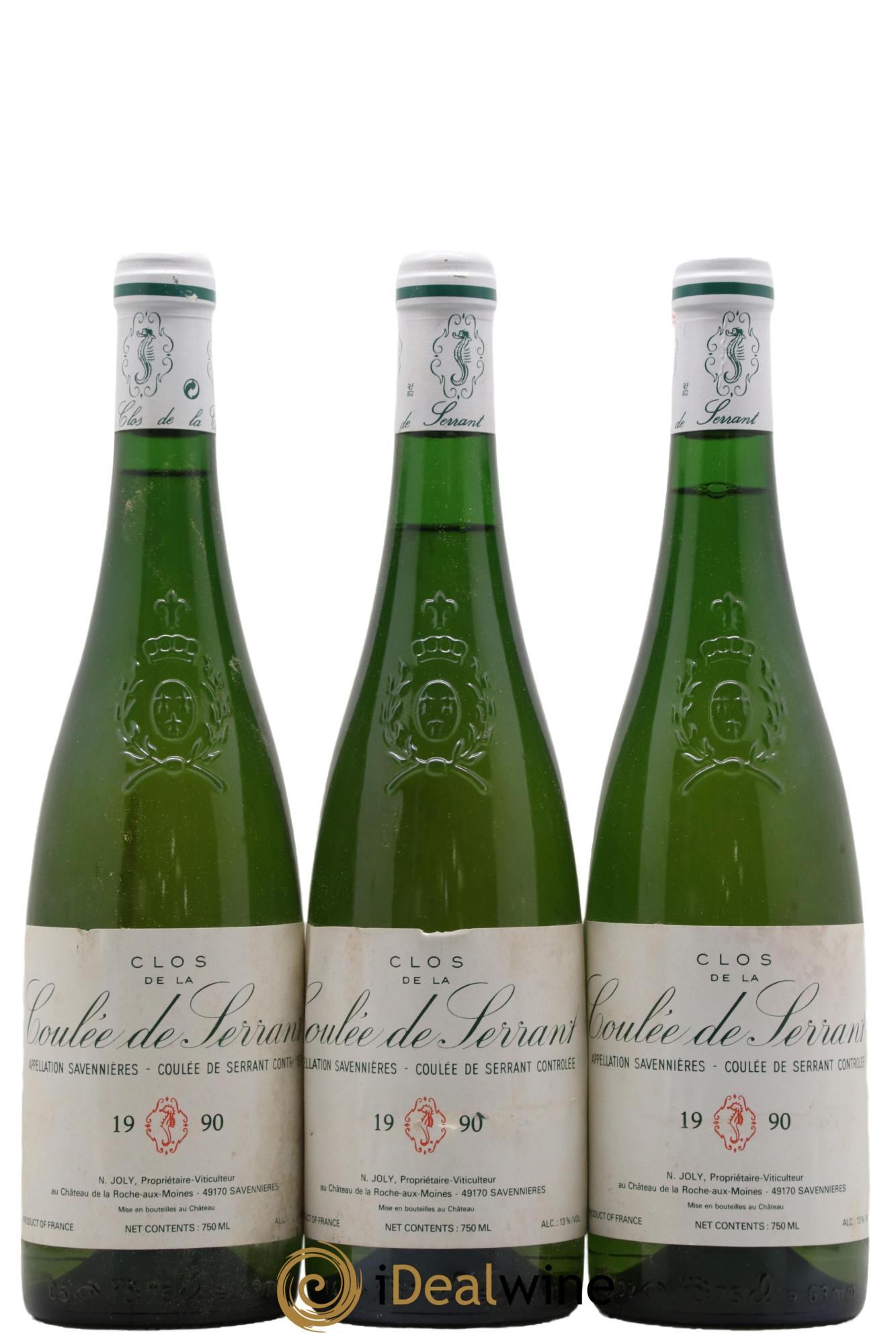 Savennières Clos de la Coulée de Serrant Vignobles de la Coulée de Serrant - Nicolas Joly 1990 - Posten von 3 Flaschen - 0