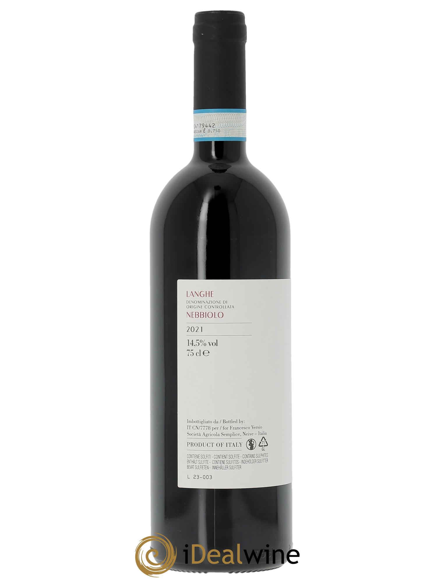 Langhe Nebbiolo DOC Francesco Versio  2021 - Lot de 1 bouteille - 1