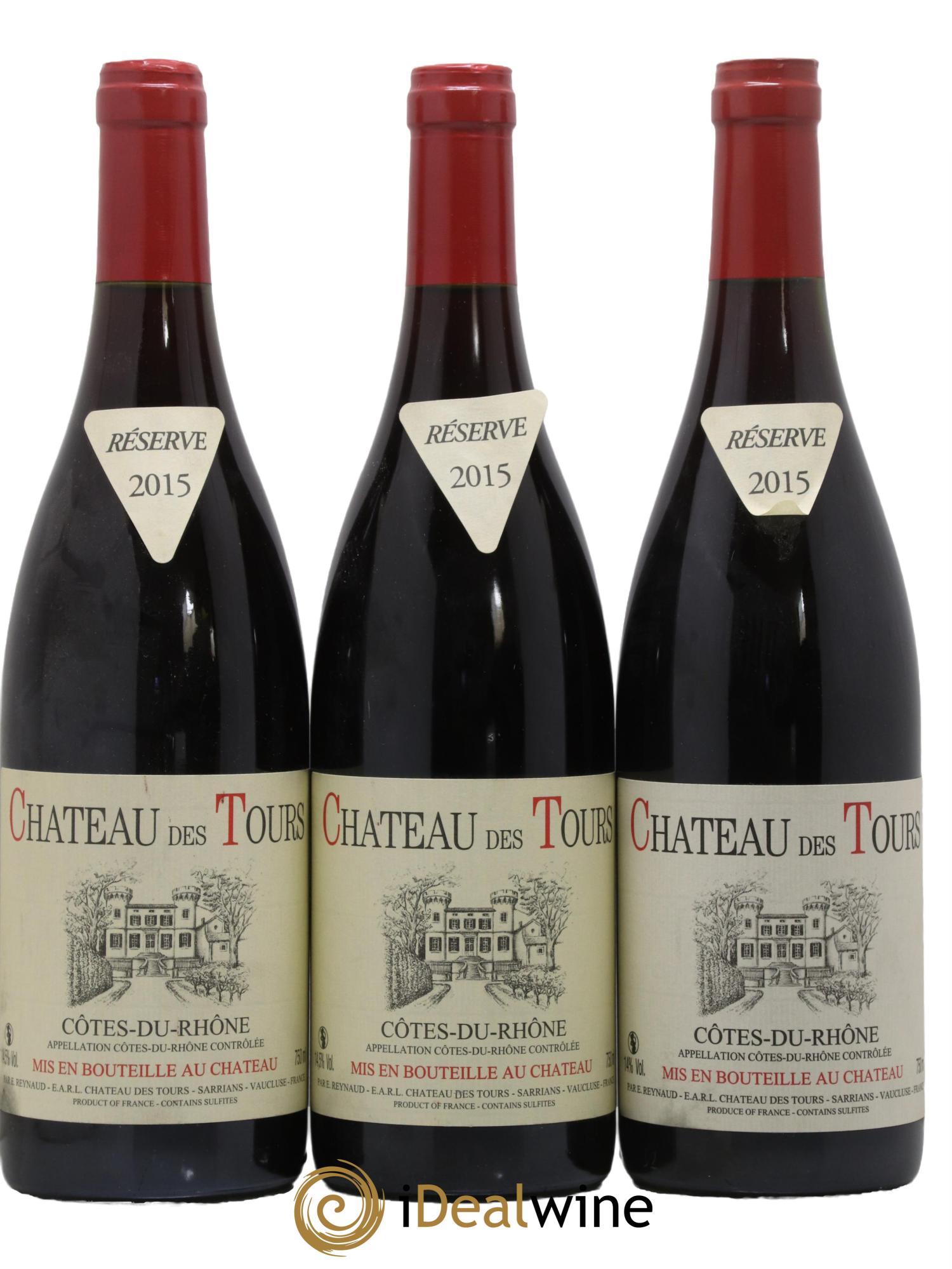 Côtes du Rhône Château des Tours Emmanuel Reynaud 2015 - Lot de 3 bouteilles - 0