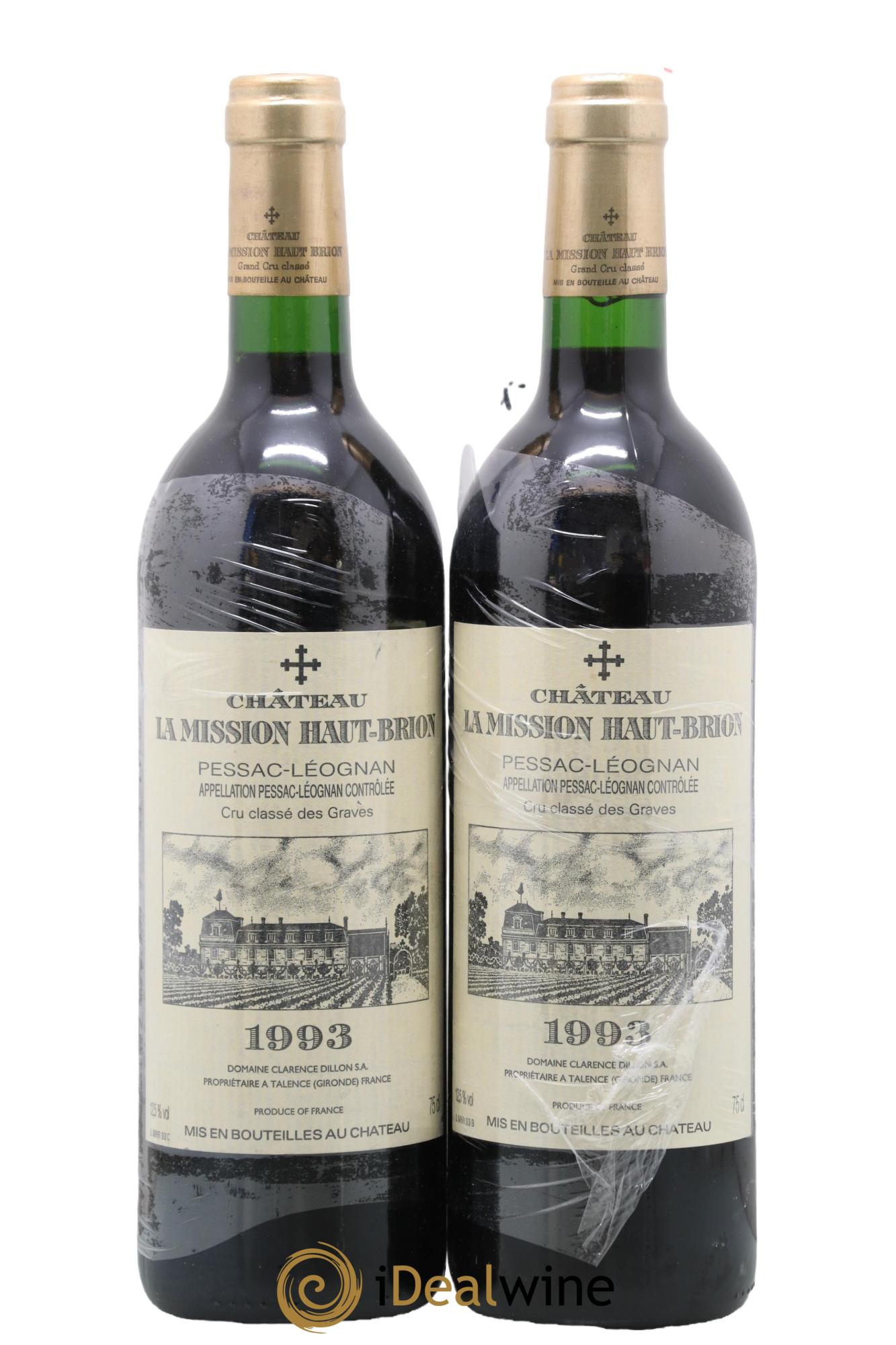 Château la Mission Haut-Brion Cru Classé de Graves  1993 - Lot de 2 bouteilles - 0