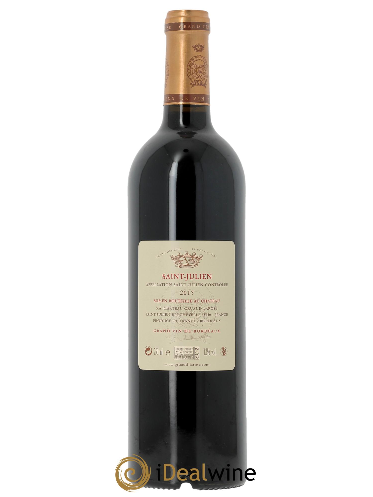 Château Gruaud Larose 2ème Grand Cru Classé (Cassetta in legno a partire da  2 bts) 2015 - Lotto di 1 bottiglia - 1