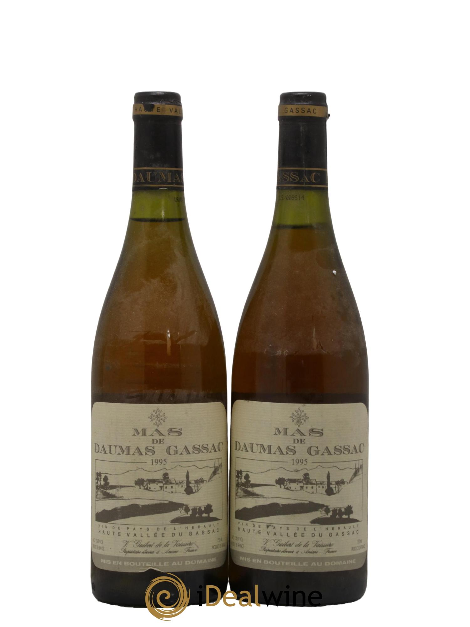 IGP St Guilhem-le-Désert - Cité d'Aniane Mas Daumas Gassac Famille Guibert de La Vaissière 1995 - Lot of 2 bottles - 0