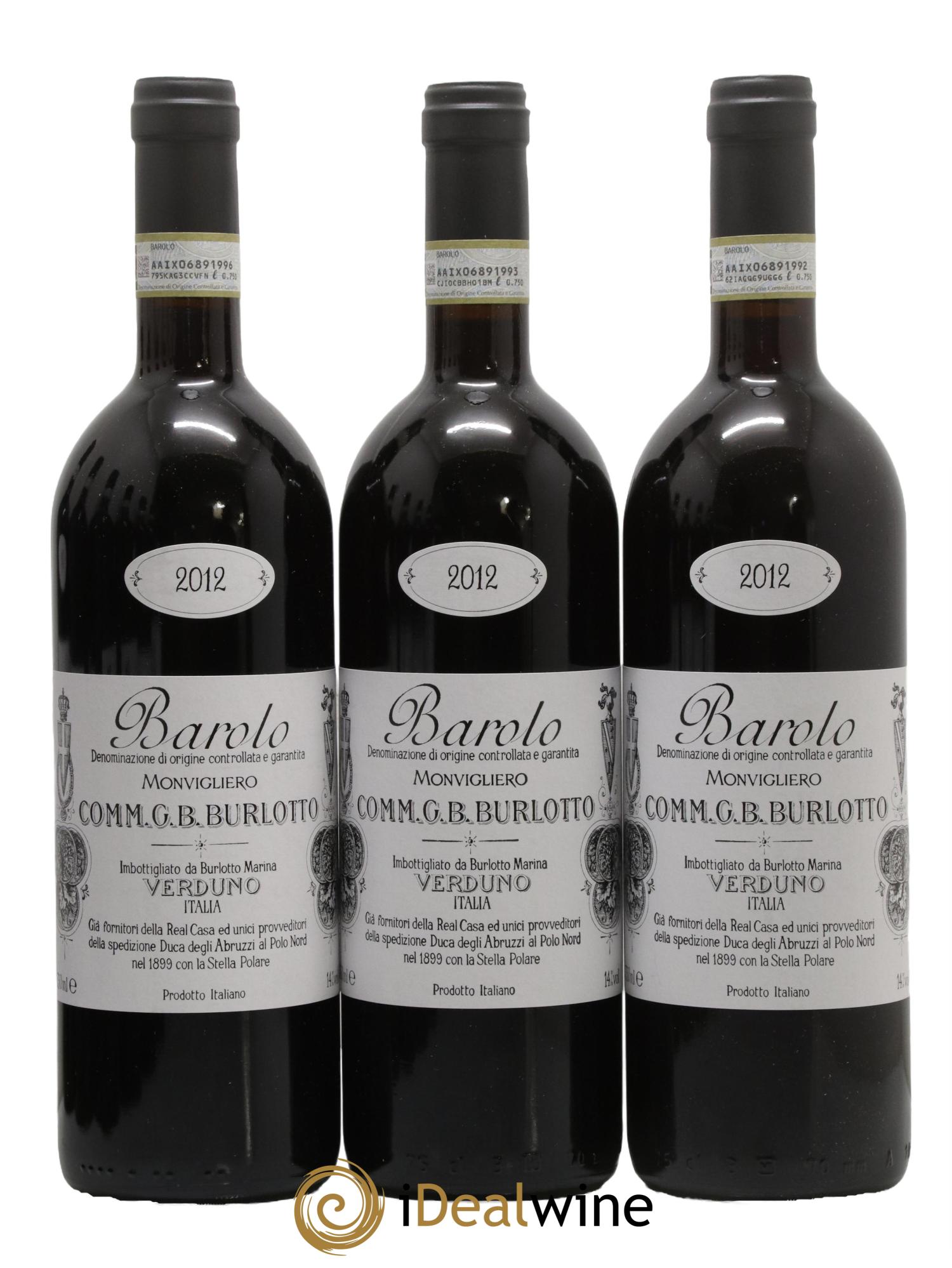 Barolo DOCG Monvigliero Comm. Giovan Battista Burlotto 2012 - Lot of 3 bottles - 0