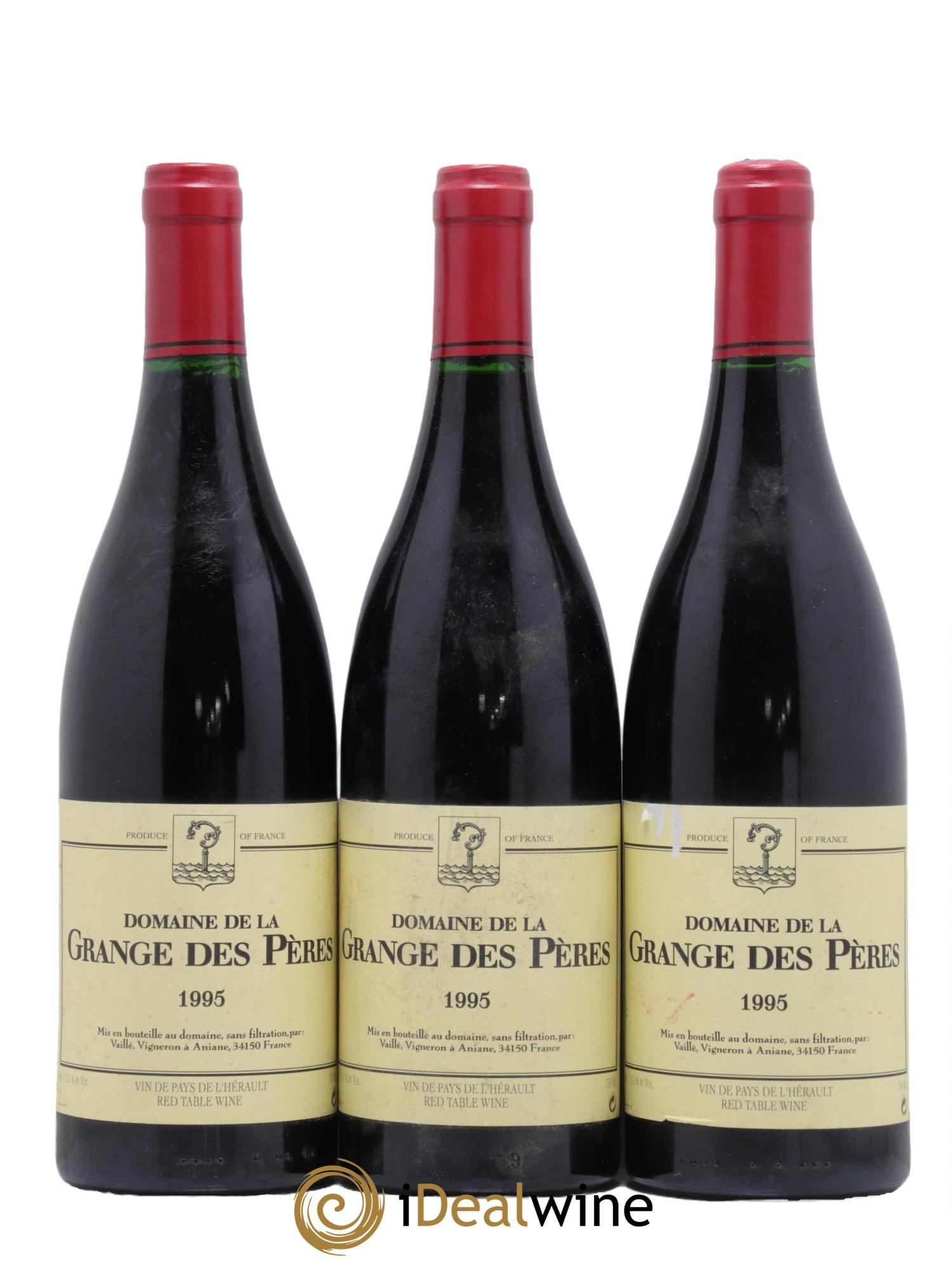 IGP Pays d'Hérault Grange des Pères Laurent Vaillé 1995 - Lot de 3 bouteilles - 0