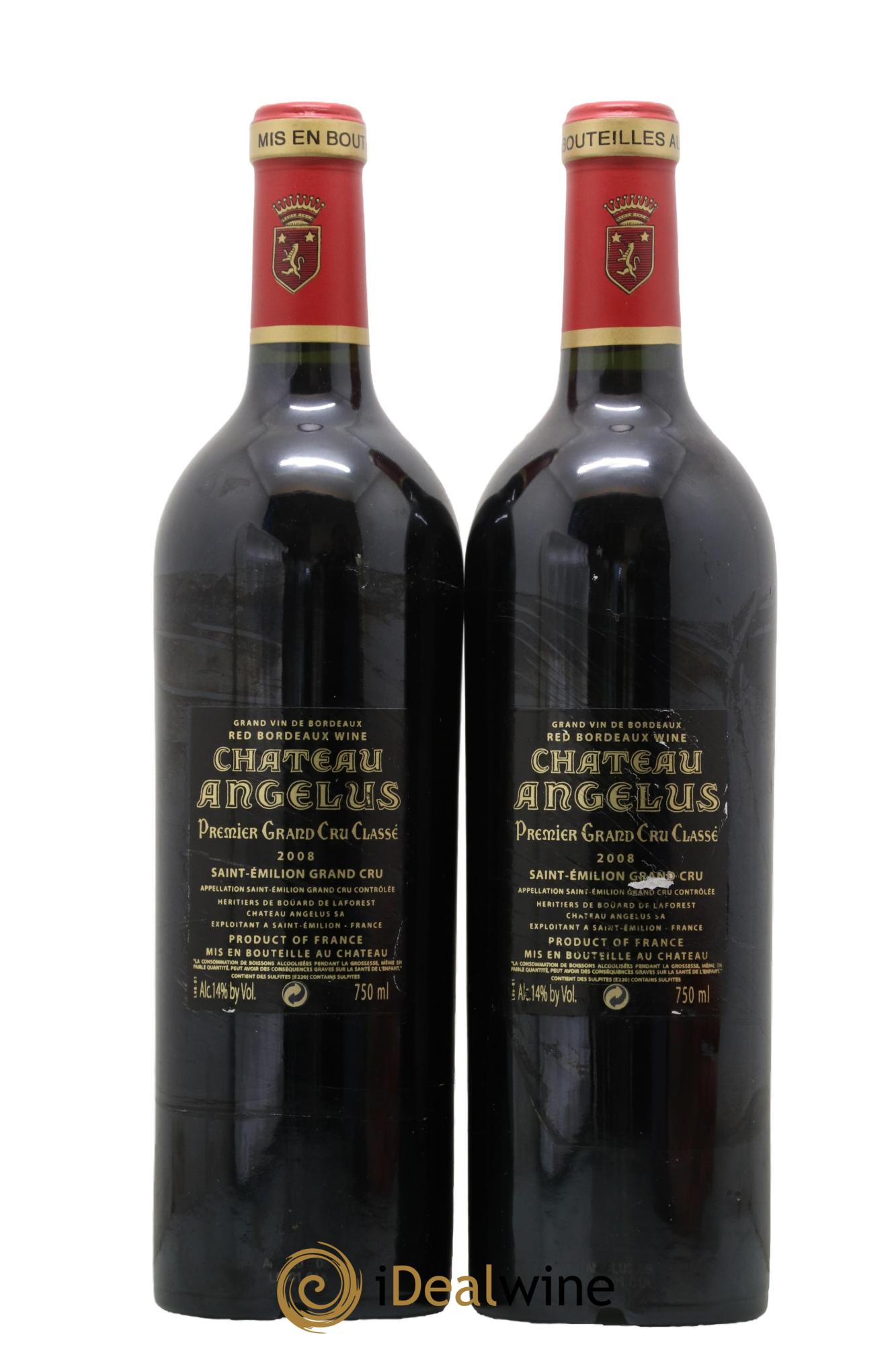 Château Angélus 1er Grand Cru Classé A 2008 - Lotto di 2 bottiglie - 1