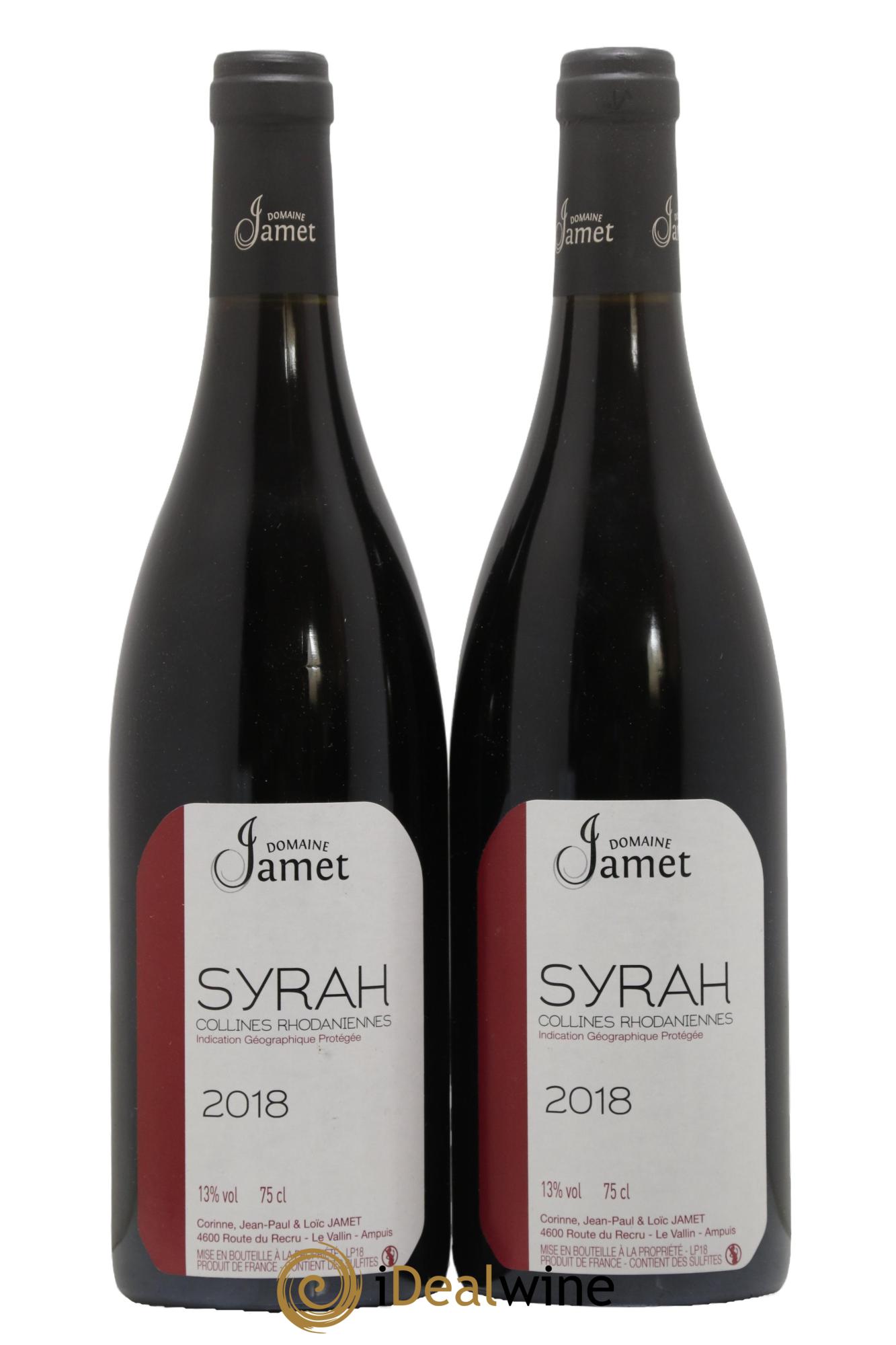 IGP Collines Rhodaniennes Syrah Jamet (Domaine) 2018 - Lot de 2 bouteilles - 0