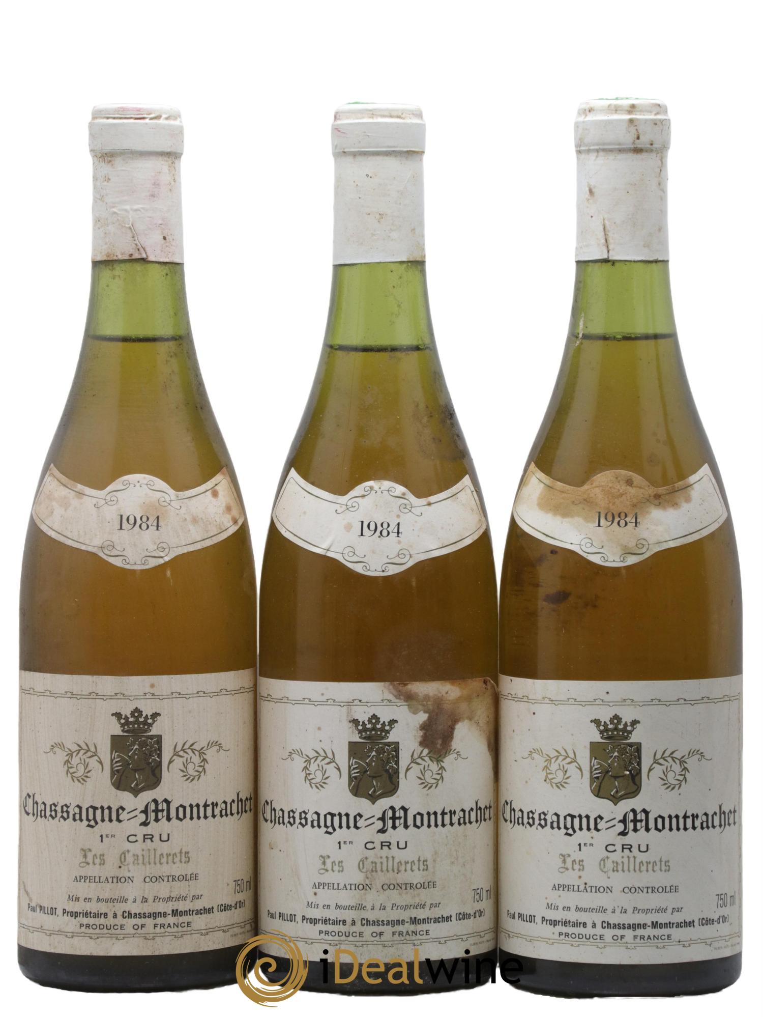 Chassagne-Montrachet 1er Cru Les Caillerets Paul Pillot (Domaine) 1984 - Lot de 3 bouteilles - 0