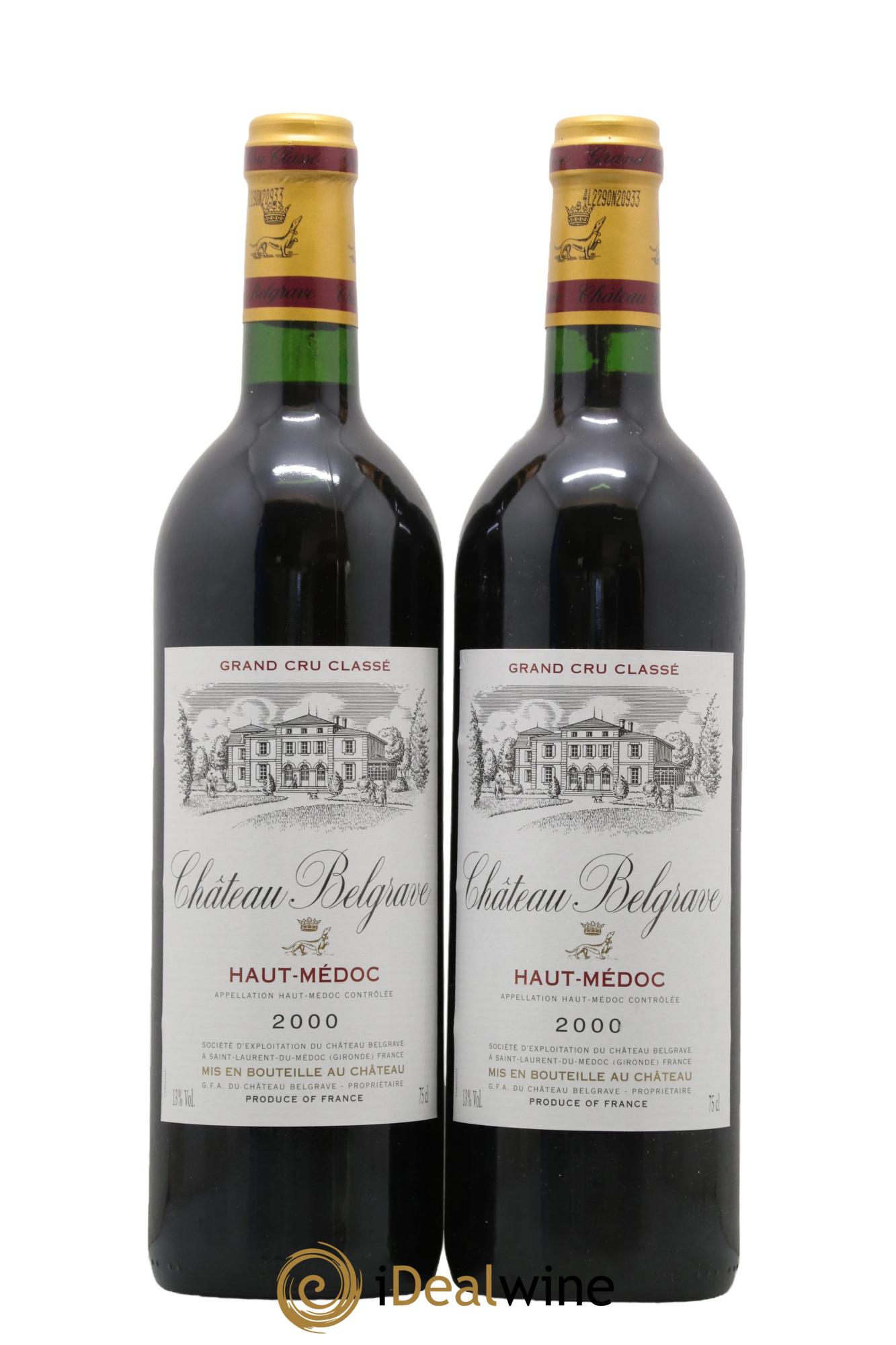 Château Belgrave 5ème Grand Cru Classé 2000 - Lot of 2 bottles - 0