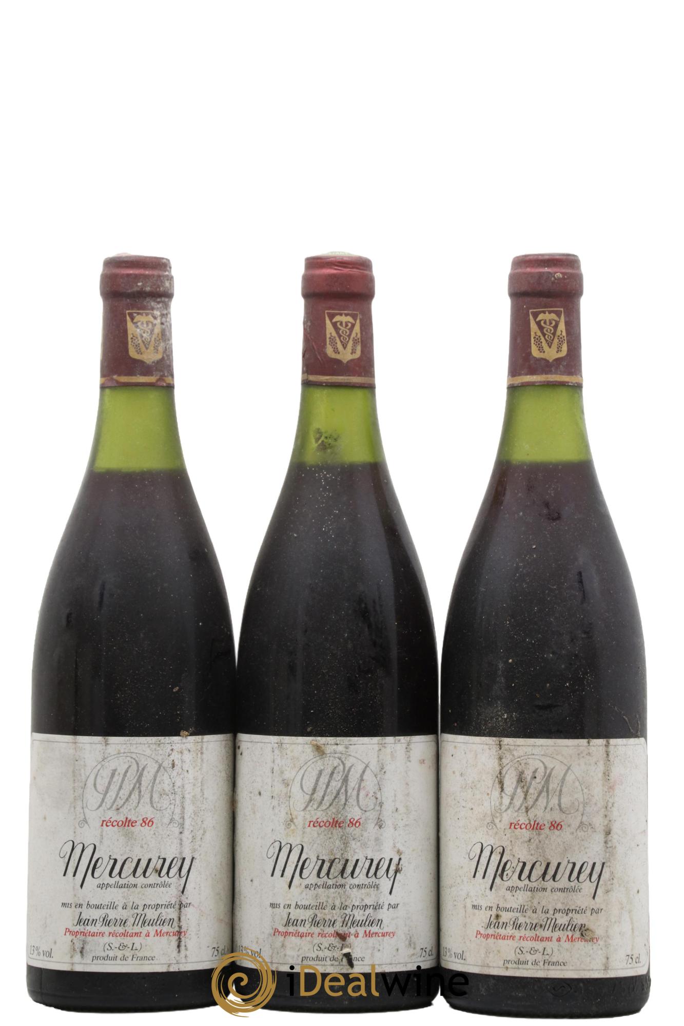 Mercurey Jean Pierre Meulien 1986 - Lot of 3 bottles - 0