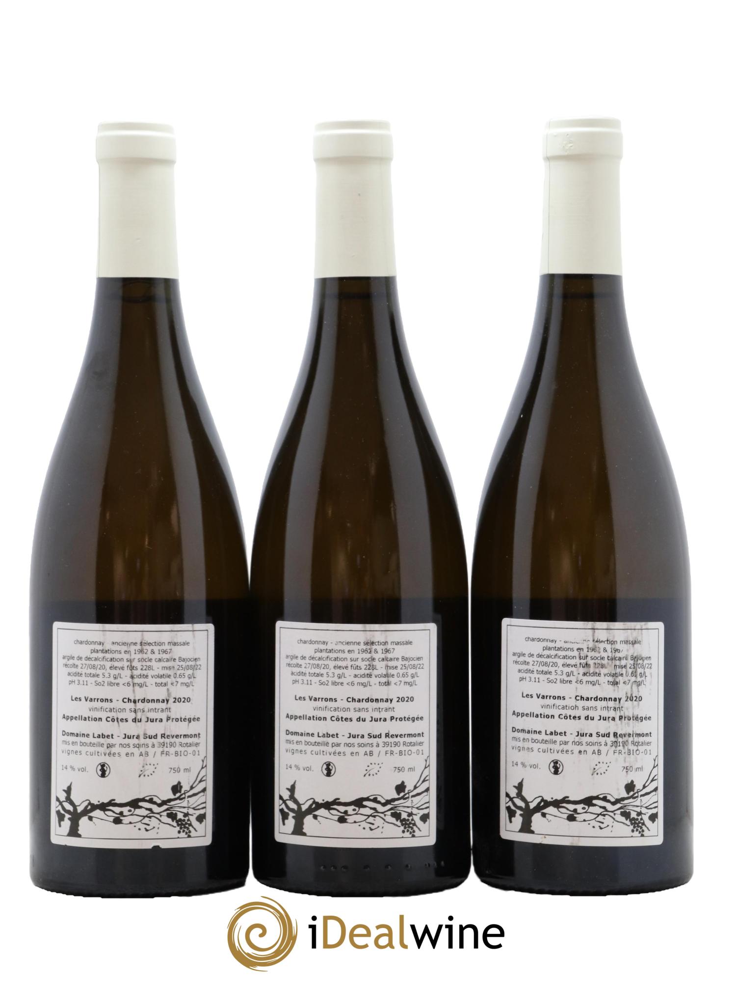 Côtes du Jura Chardonnay Vieilles Vignes Les Varrons Domaine Labet 2020 - Lot of 3 bottles - 1