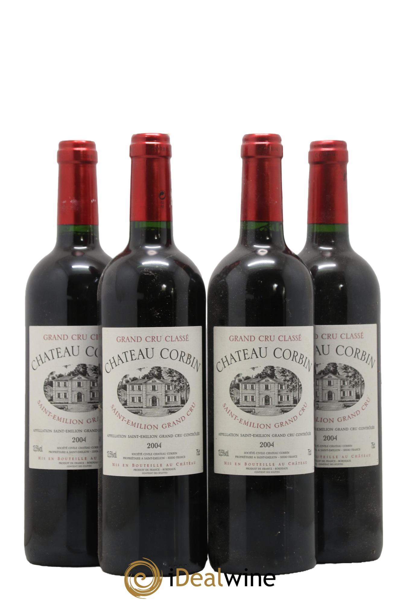 Château Corbin Grand Cru Classé 2004 - Lot de 4 bouteilles - 0