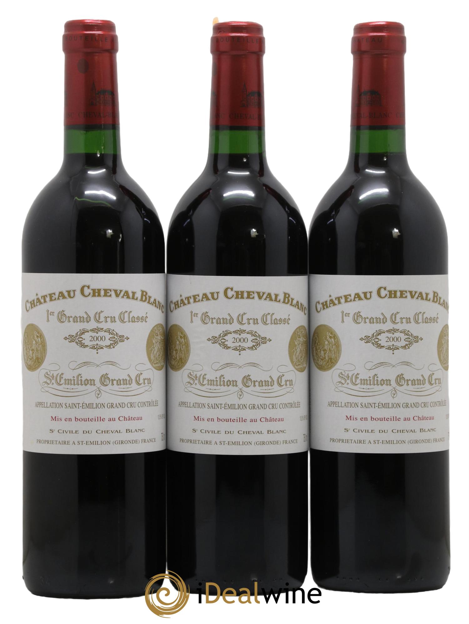 Château Cheval Blanc 1er Grand Cru Classé A 2000 - Posten von 3 Flaschen - 0