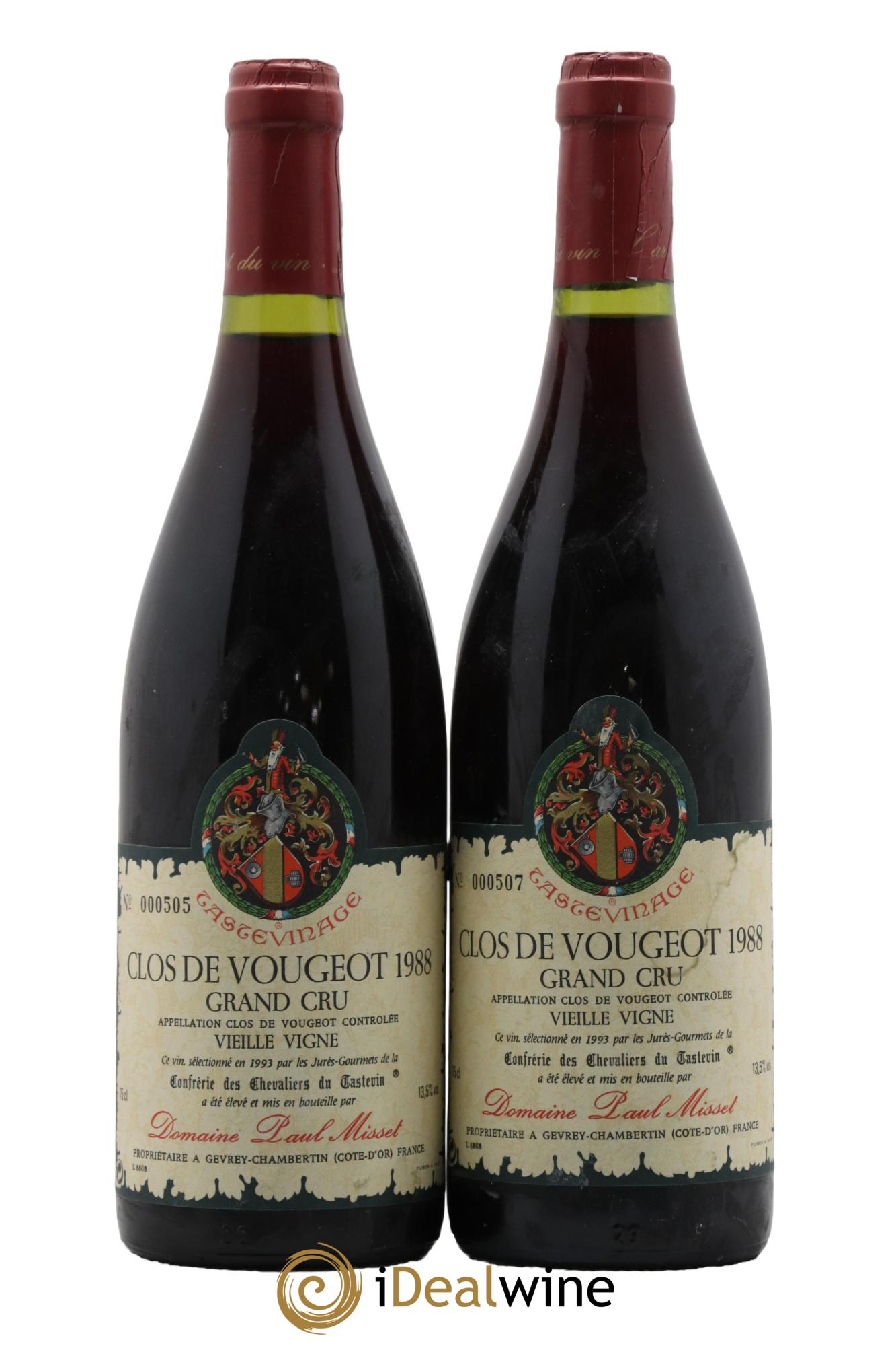 Clos de Vougeot Grand Cru Vieilles Vignes Domaine Paul Misset 1988 - Lot of 2 bottles - 1