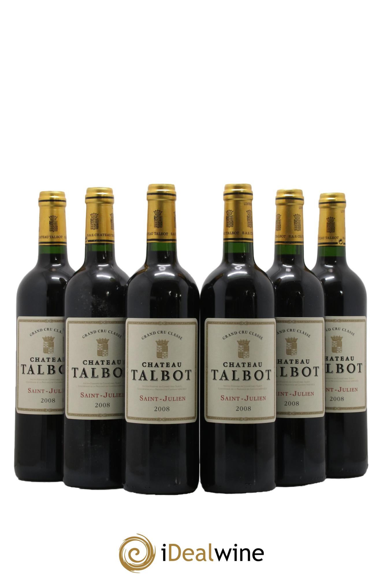 Château Talbot 4ème Grand Cru Classé 2008 - Lot de 6 bouteilles - 0