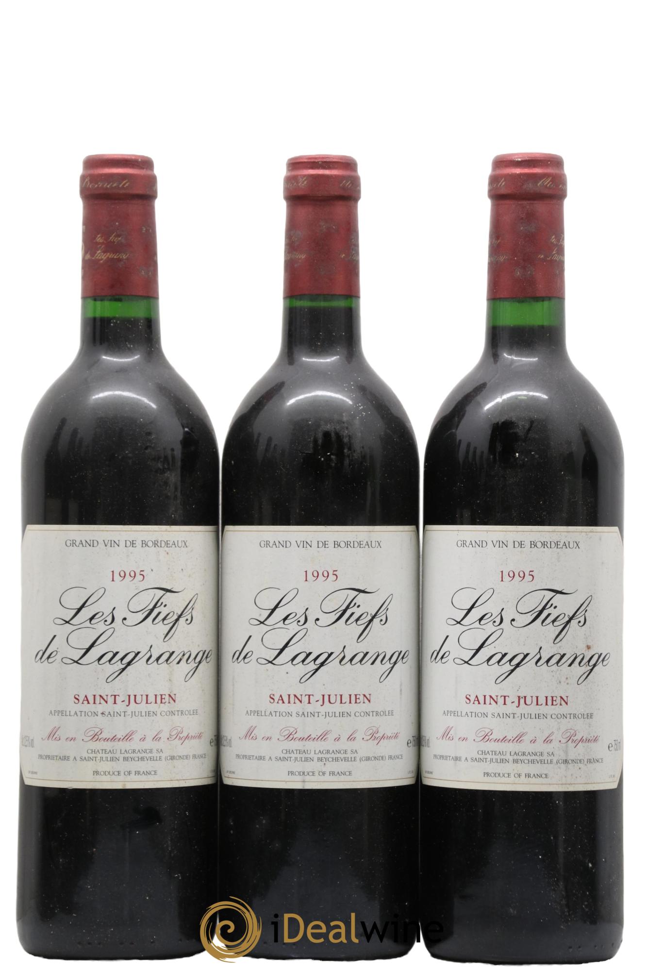 Les Fiefs de Lagrange Second Vin 1995 - Lot of 3 bottles - 0