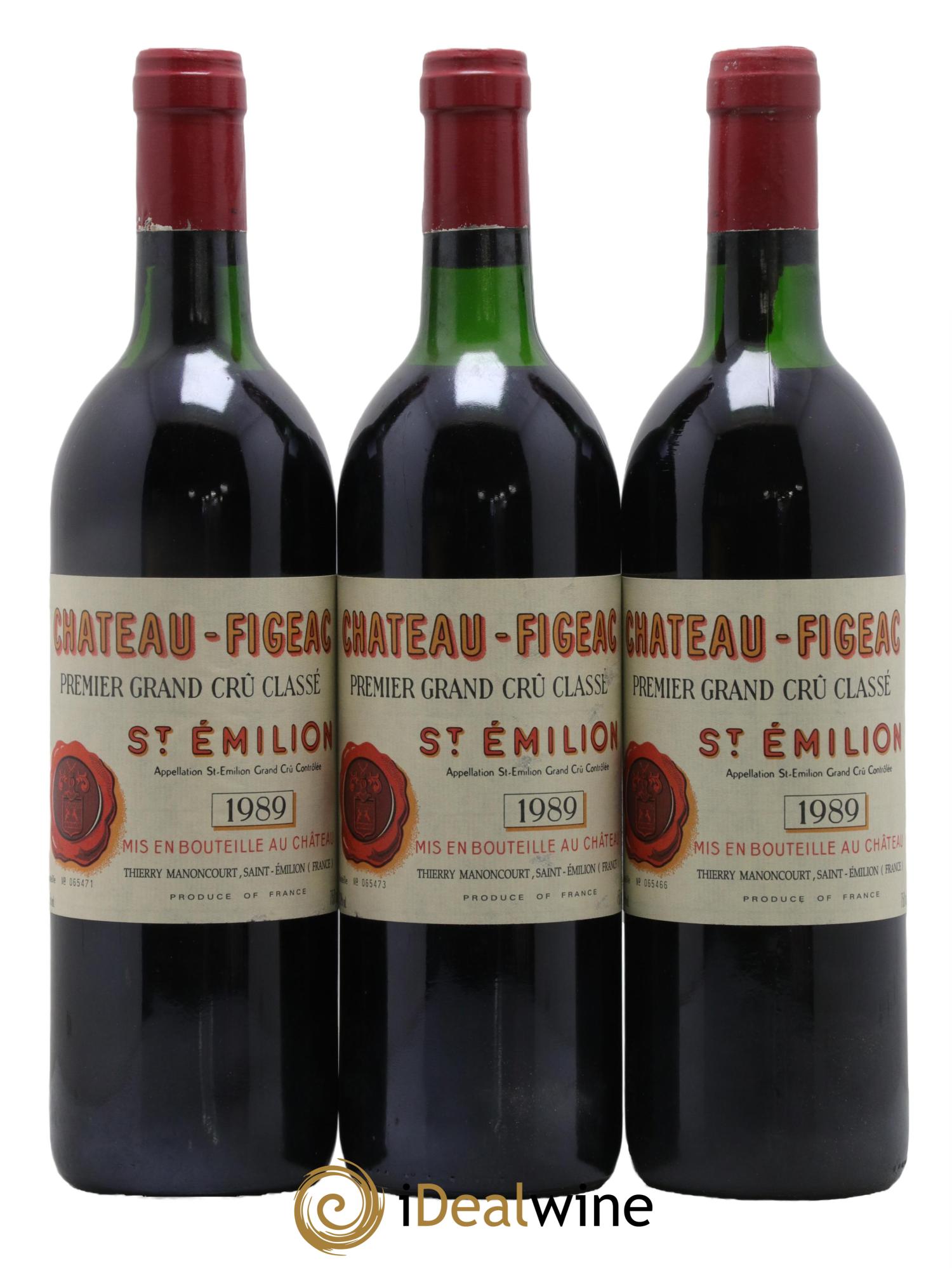 Château Figeac 1er Grand Cru Classé A 1989 - Lot de 3 bouteilles - 0